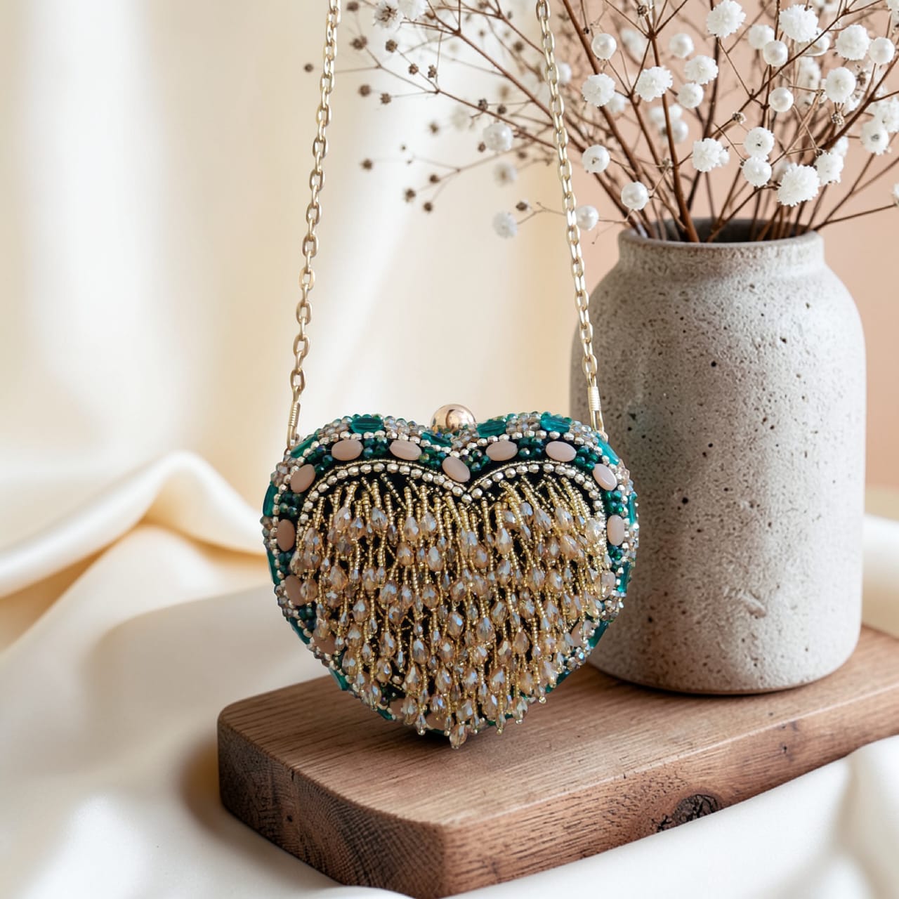 VRPS Heart Shape Clutch | Handcrafted Ethnic Bag | SWIS-4223 | Additional Angle