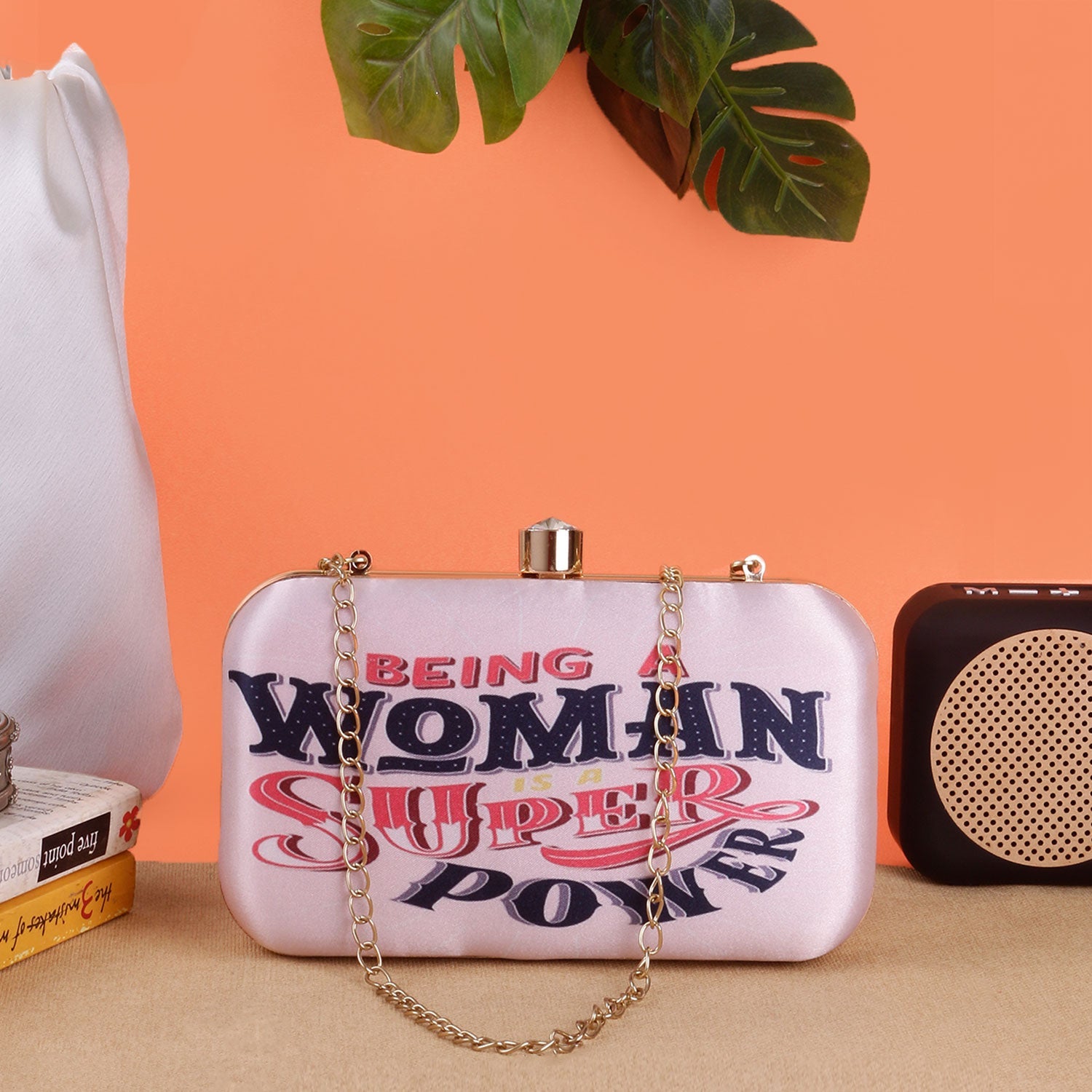 Casual Girl Laugh Pink Square Box Clutch for Women & Girls