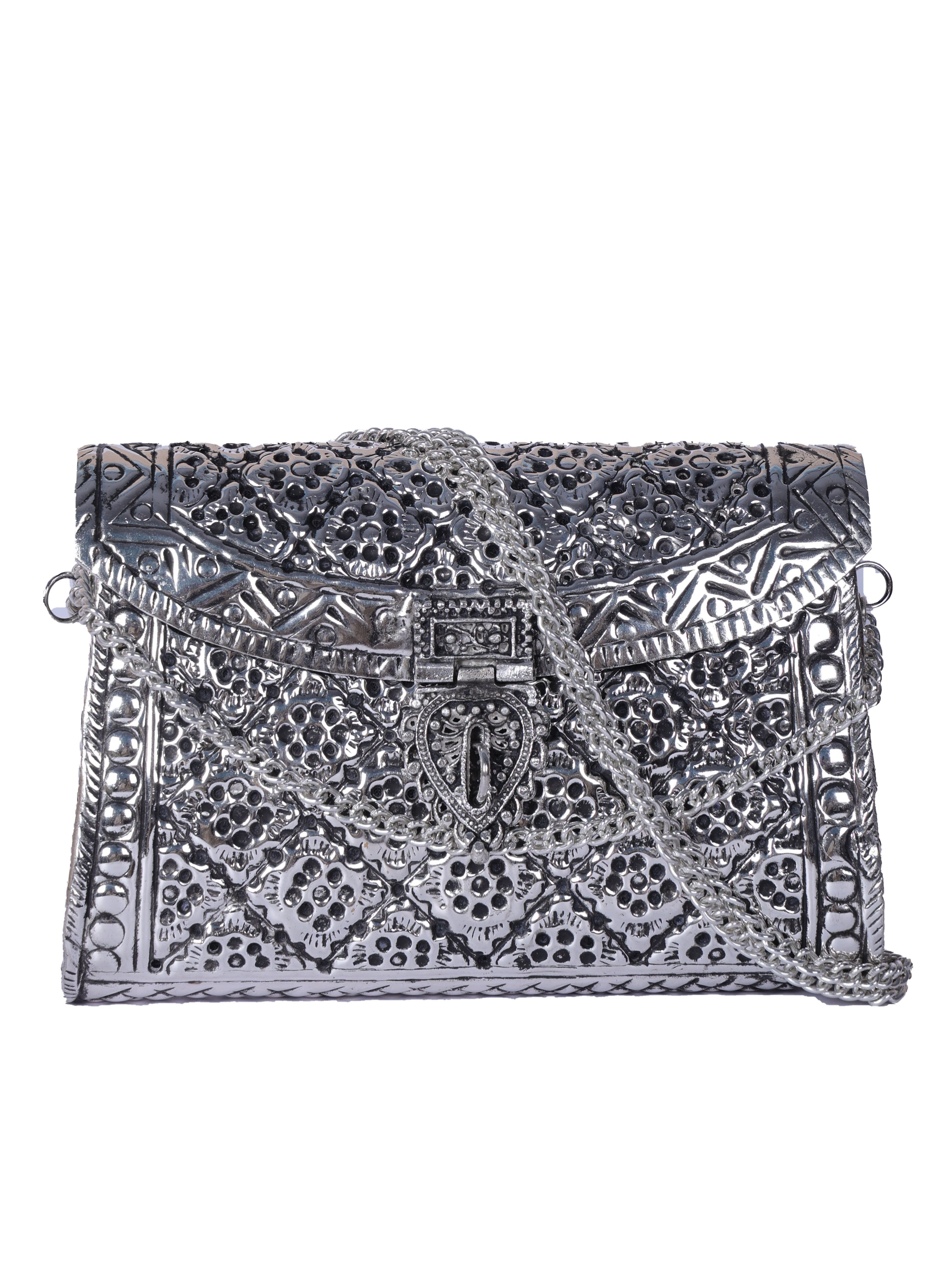 VRPS Brass Clutch | Handcrafted Ethnic Bag | SWIS-1360 | Additional Angle