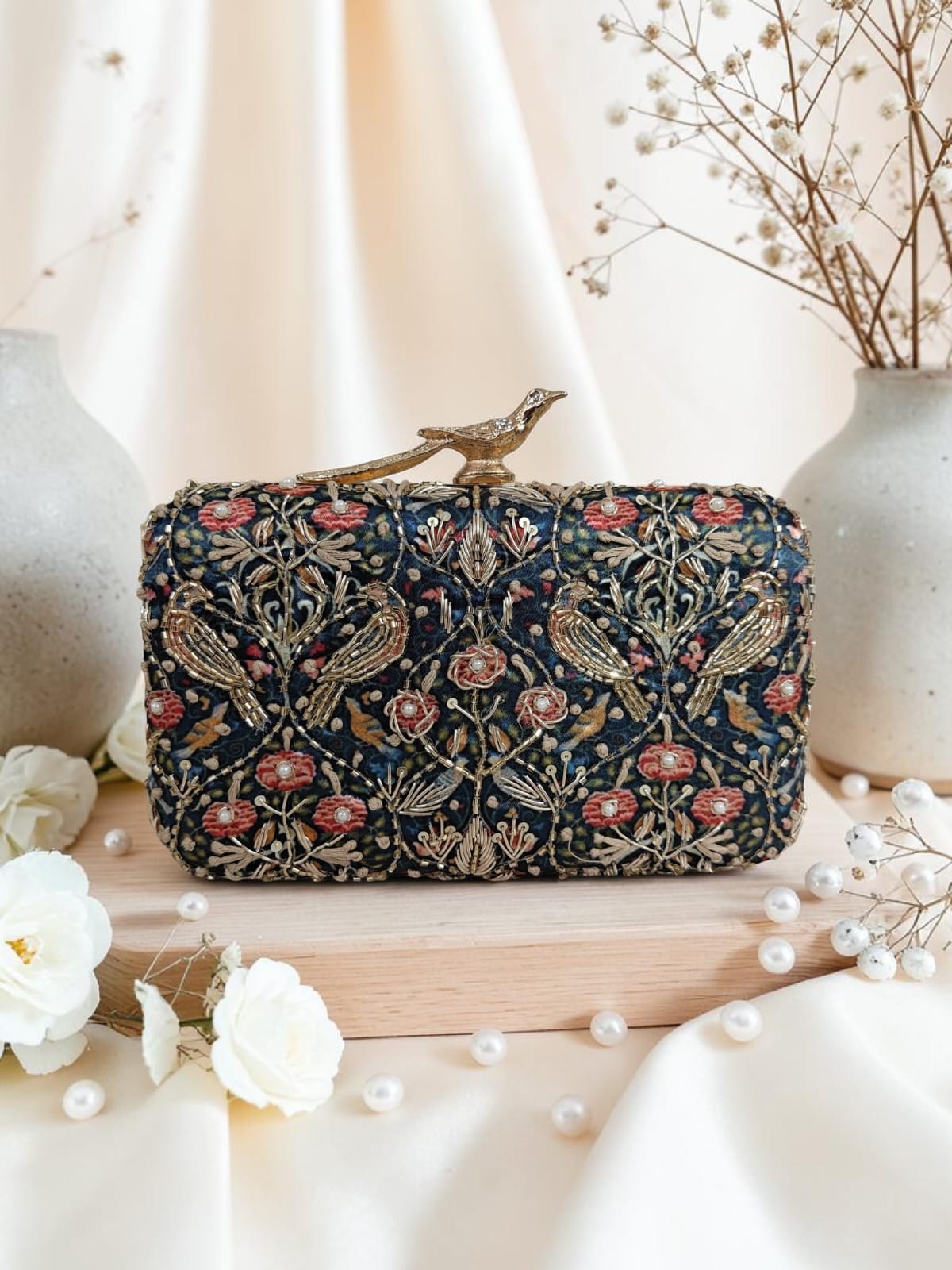 VRPS Printed Embroidered Clutch | Handcrafted Ethnic Bag | SWIS-4534 | Additional Angle