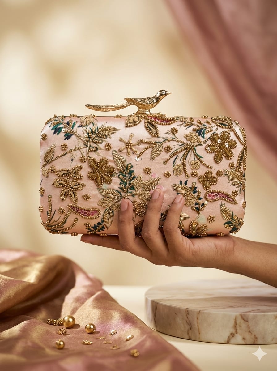VRPS Printed Embroidered Clutch | Handcrafted Ethnic Bag | SWIS-4563 | Additional Angle