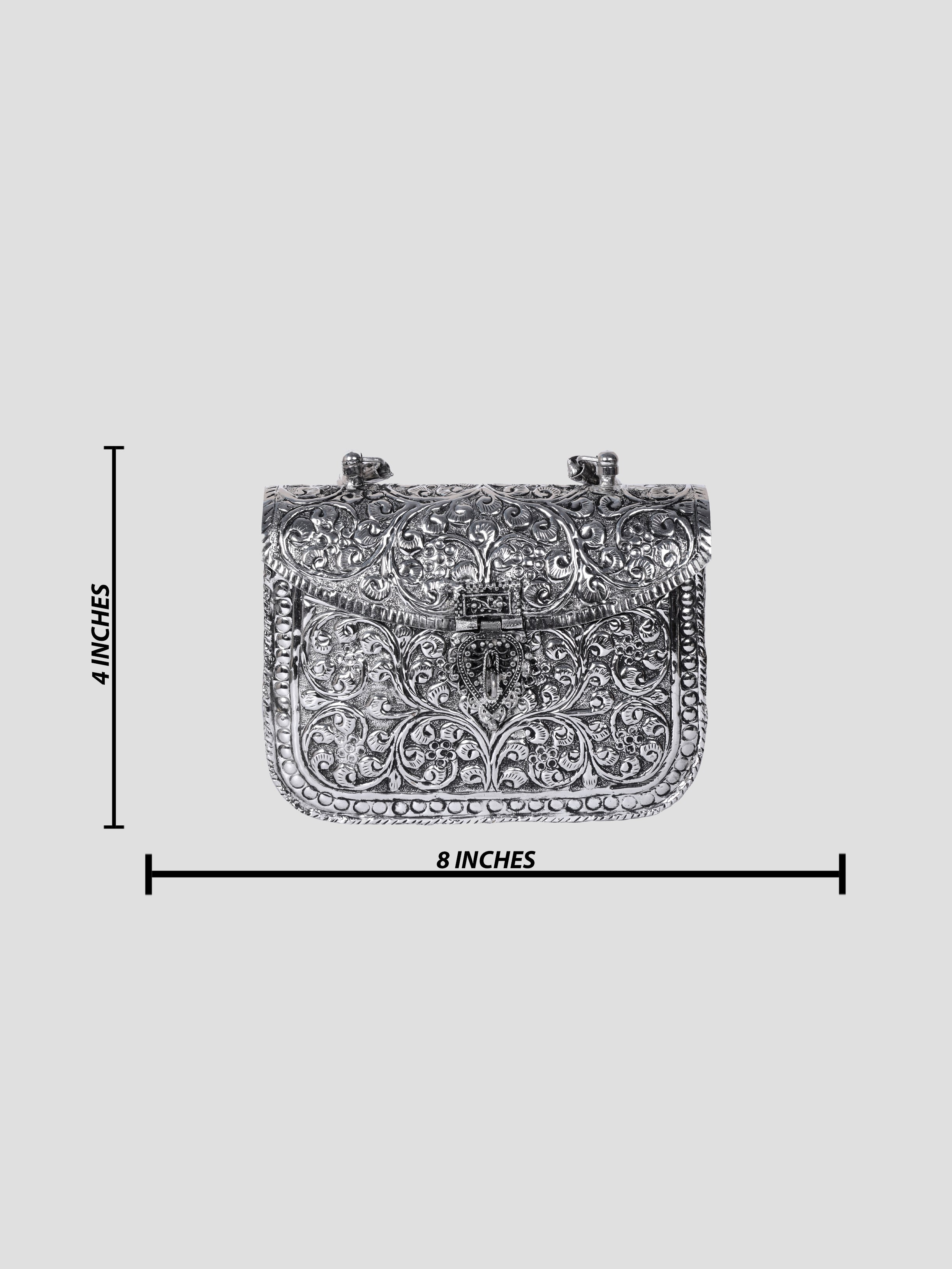 VRPS Brass Clutch | Handcrafted Ethnic Bag | SWIS-1354 | Additional Angle