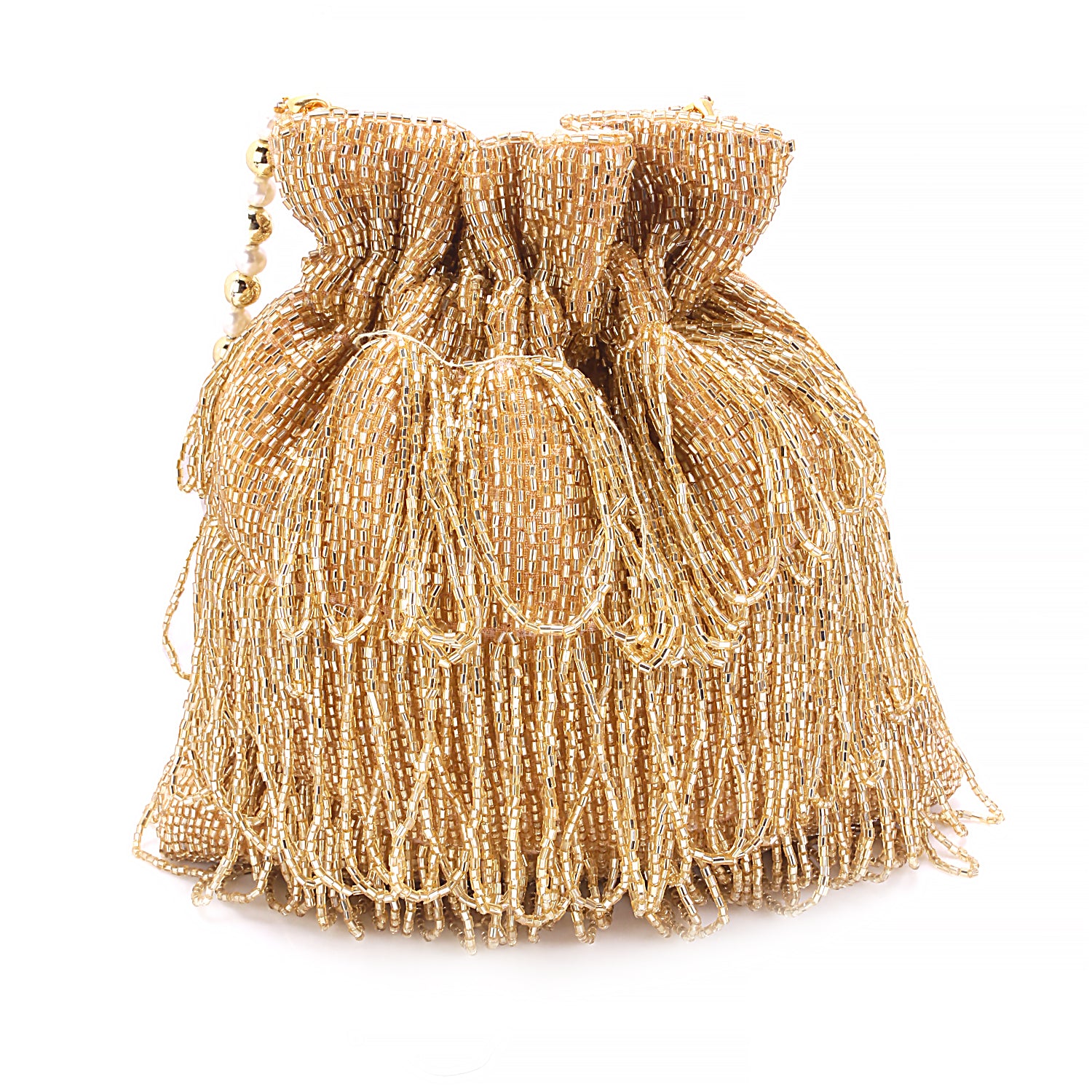 gold three layer tassel potli