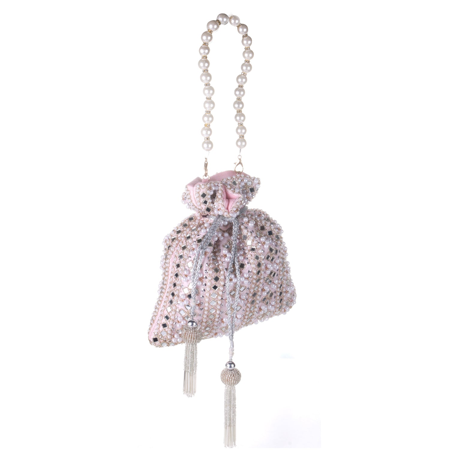 mirror design pink potli