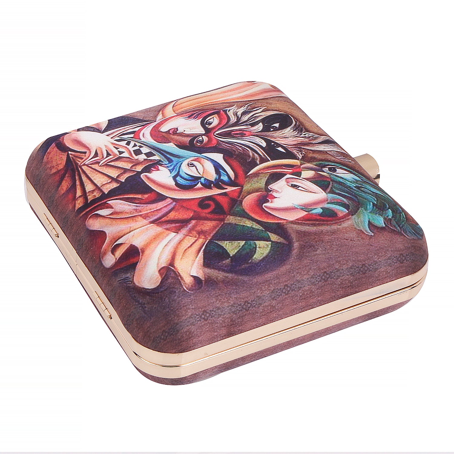 3D digital print casual box clutch