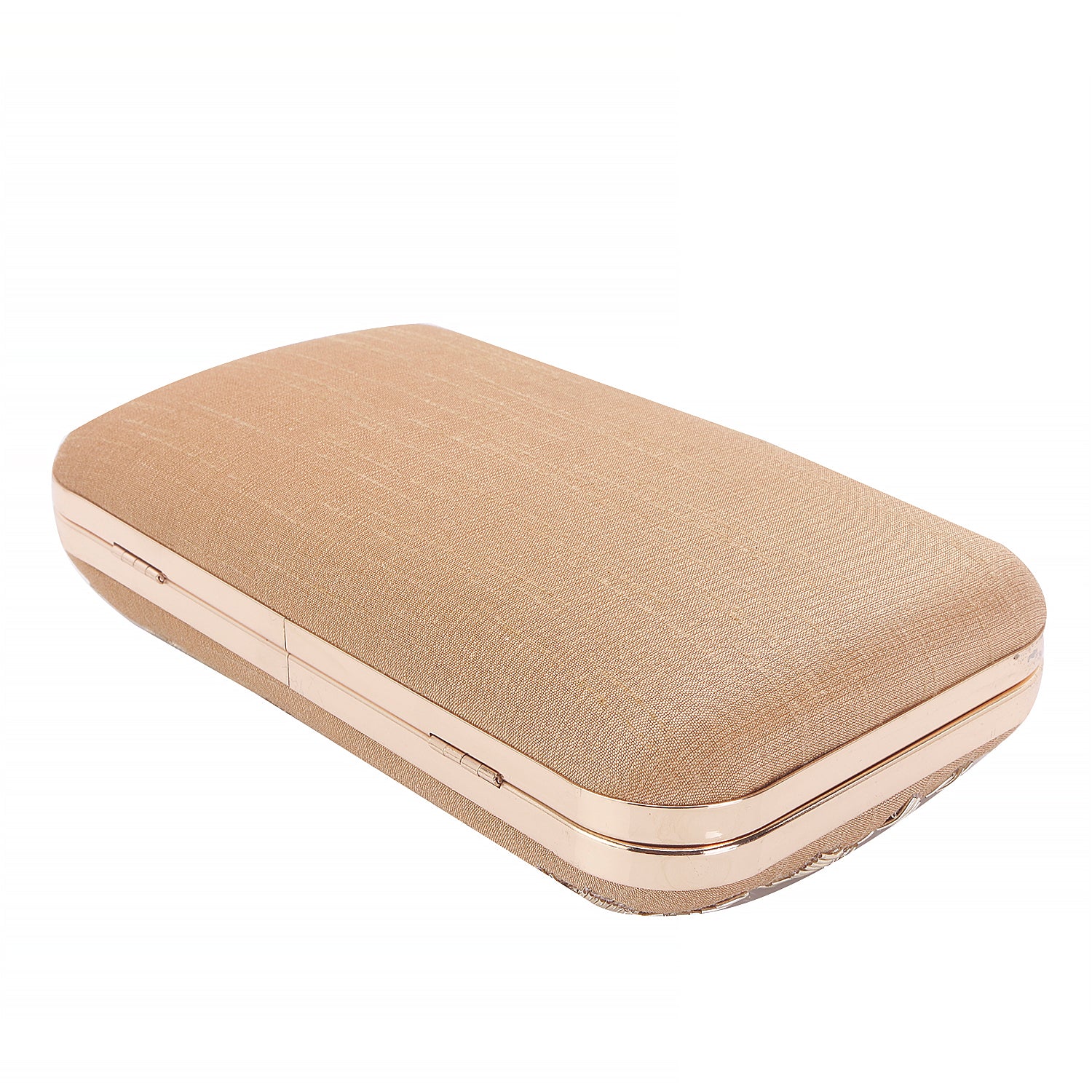 golden handmade embroidery rectungler clutch