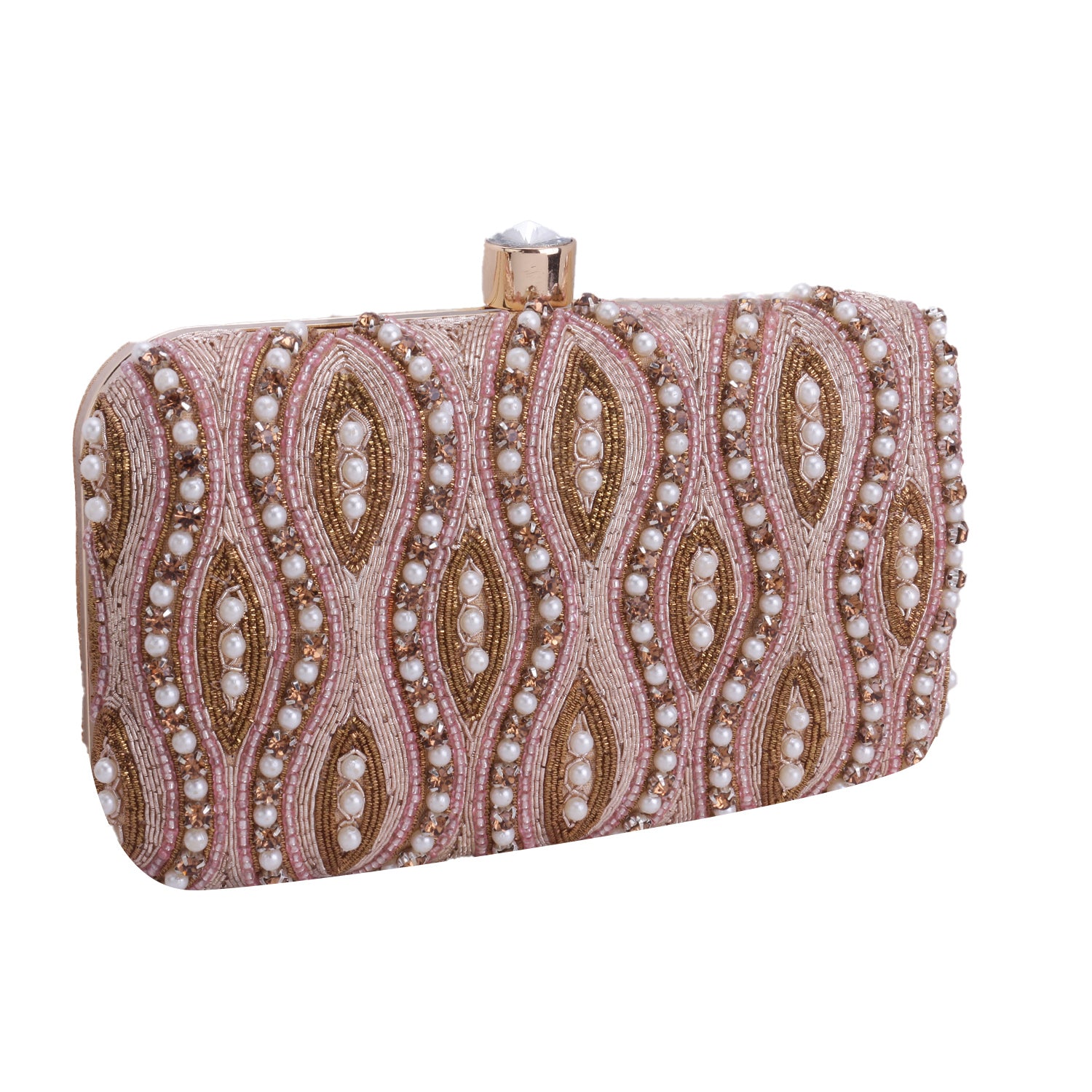 rose gold embroidered clutch