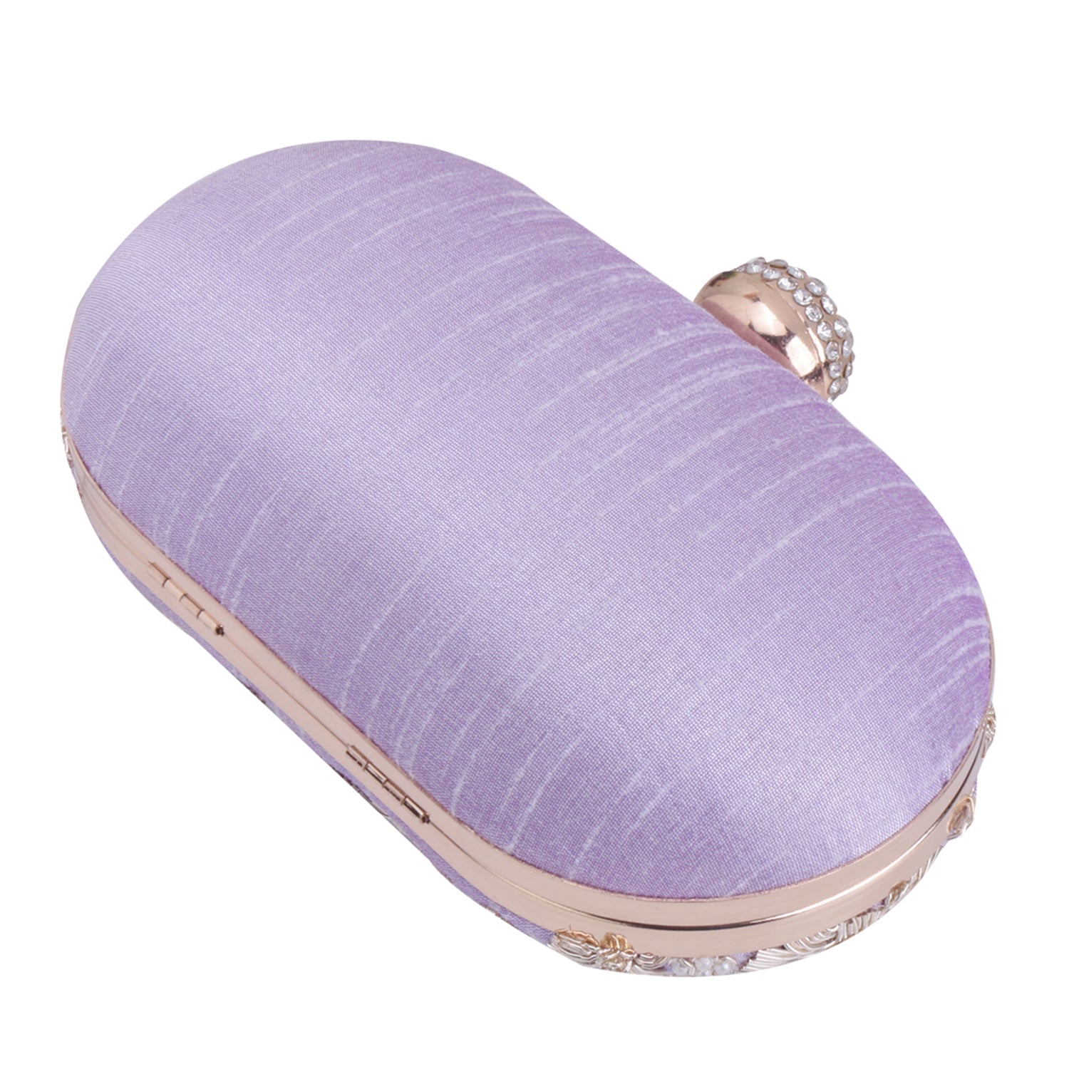 handmade embroidery lilac oval clutch