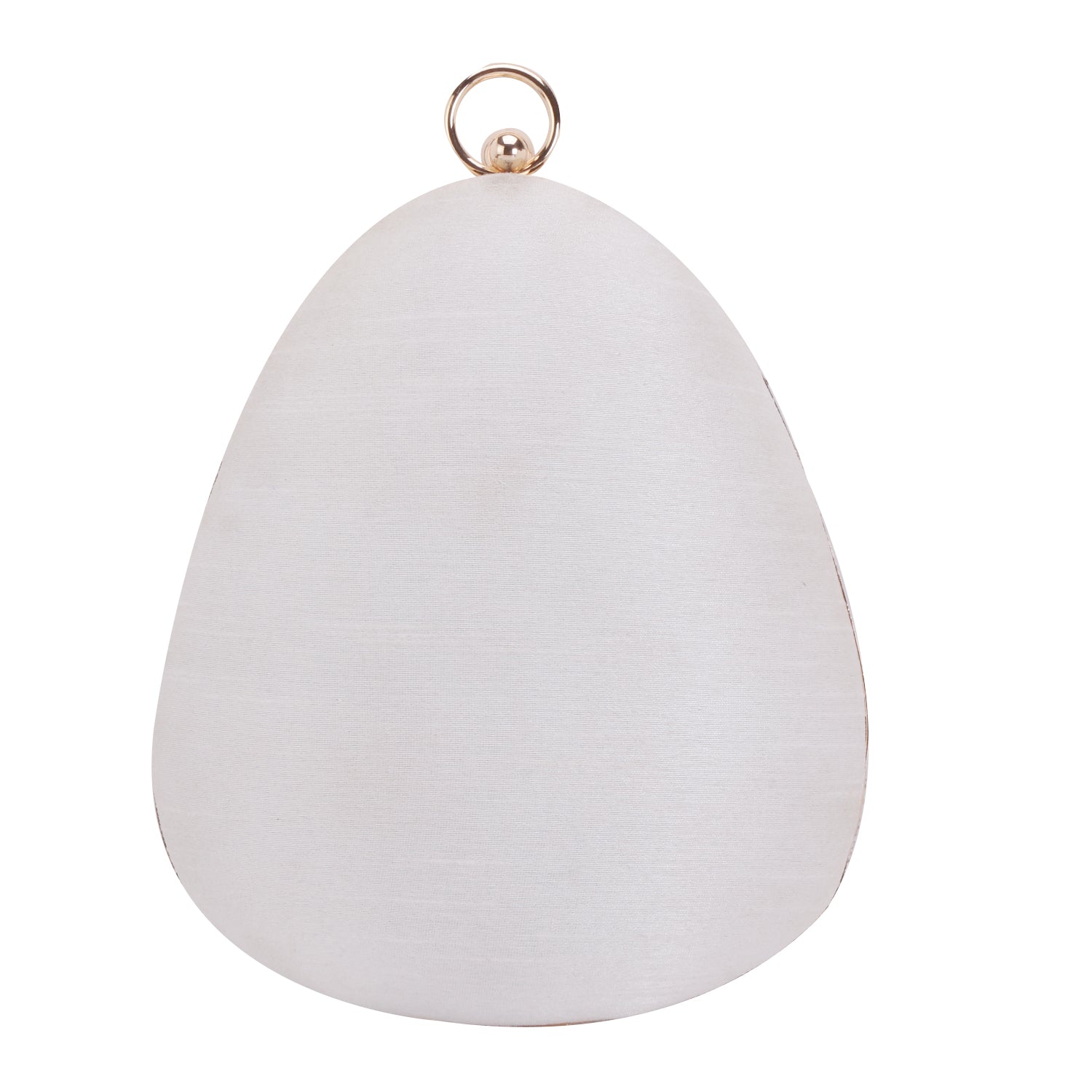 Elegant grey embroidered almond shape clutch