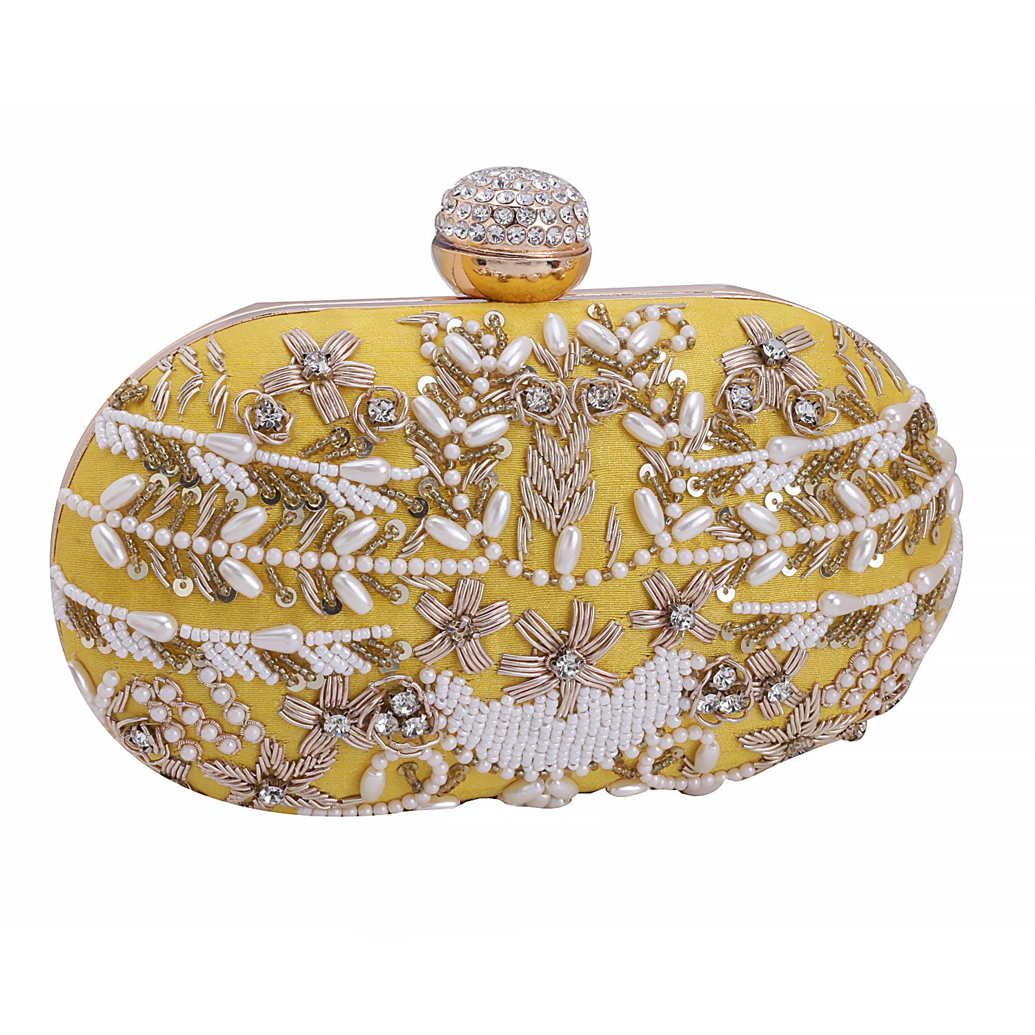 yellow oval clutch