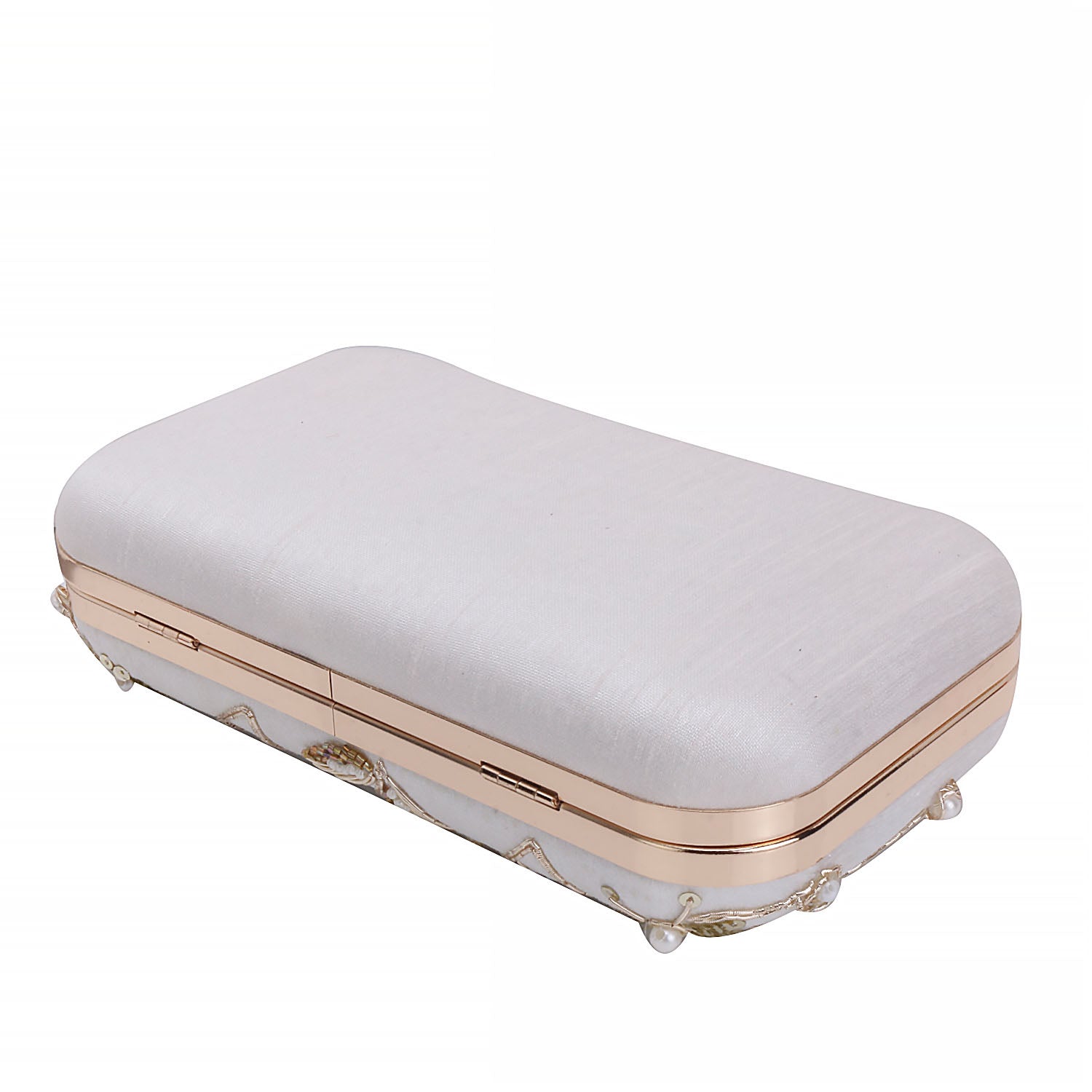 leaf design embroidery clutch