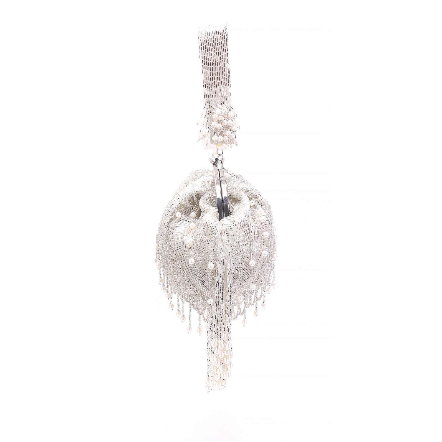 silver tassel batua clutch