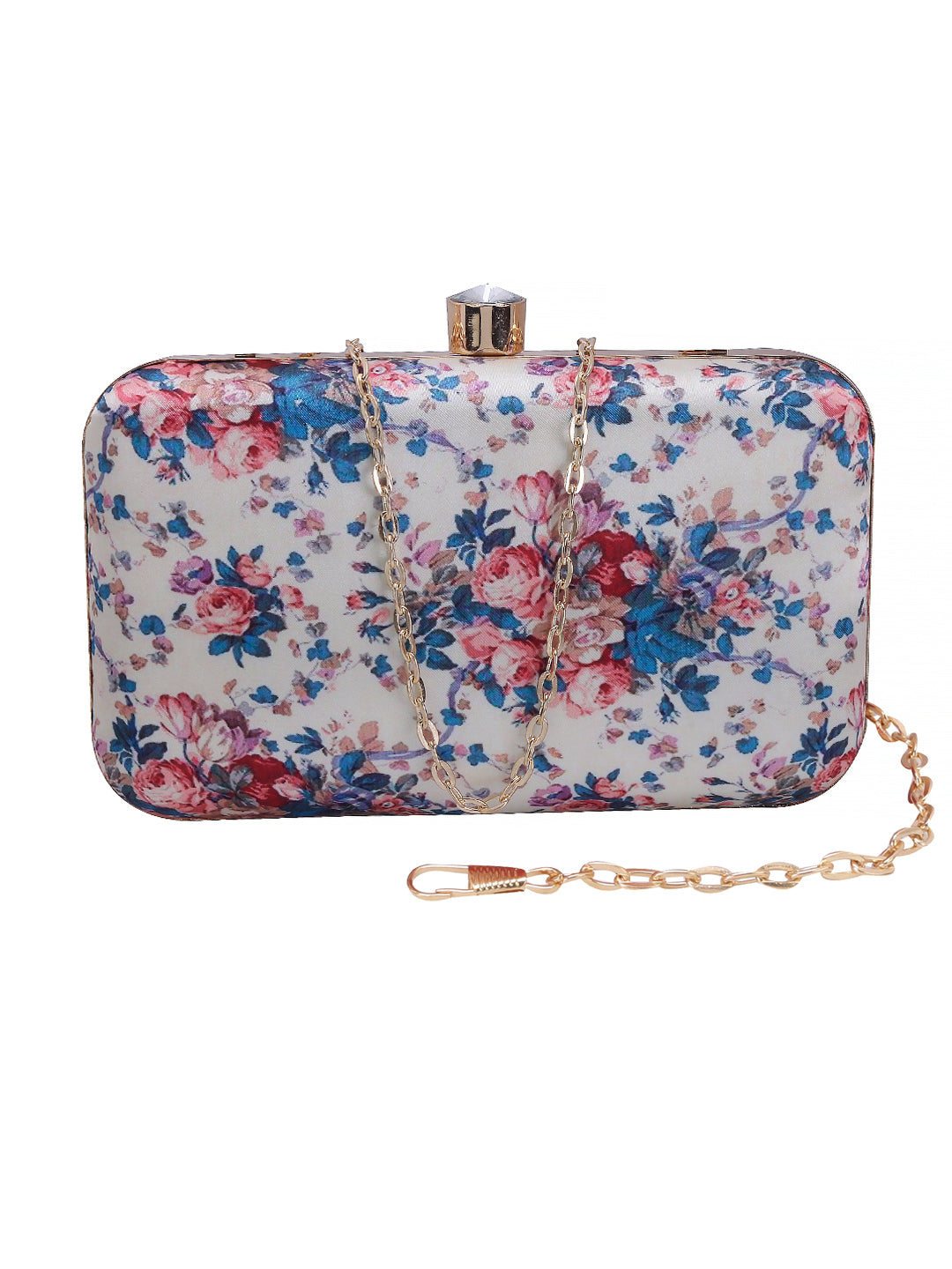 Swisni floral red-blue blended printed clutch