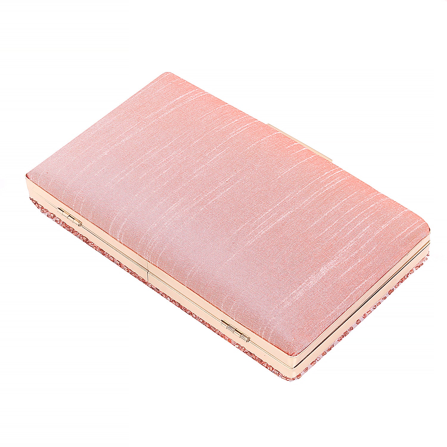 Peach Cutdana Handmade Embroidery Rectungler Clutch