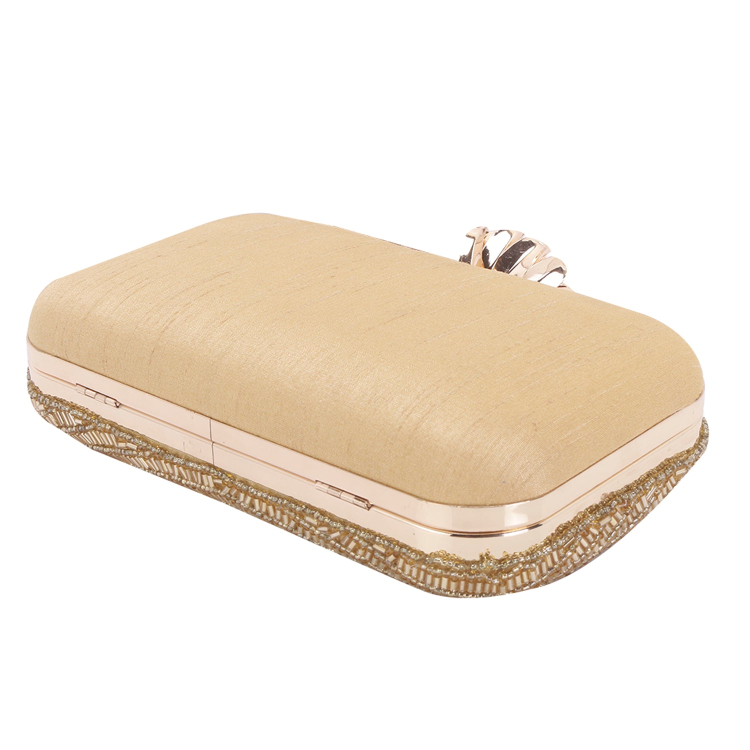 latest golden swirl design embroidered clutch bag