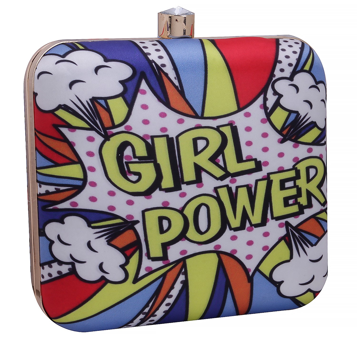 girl power digital printed clutch