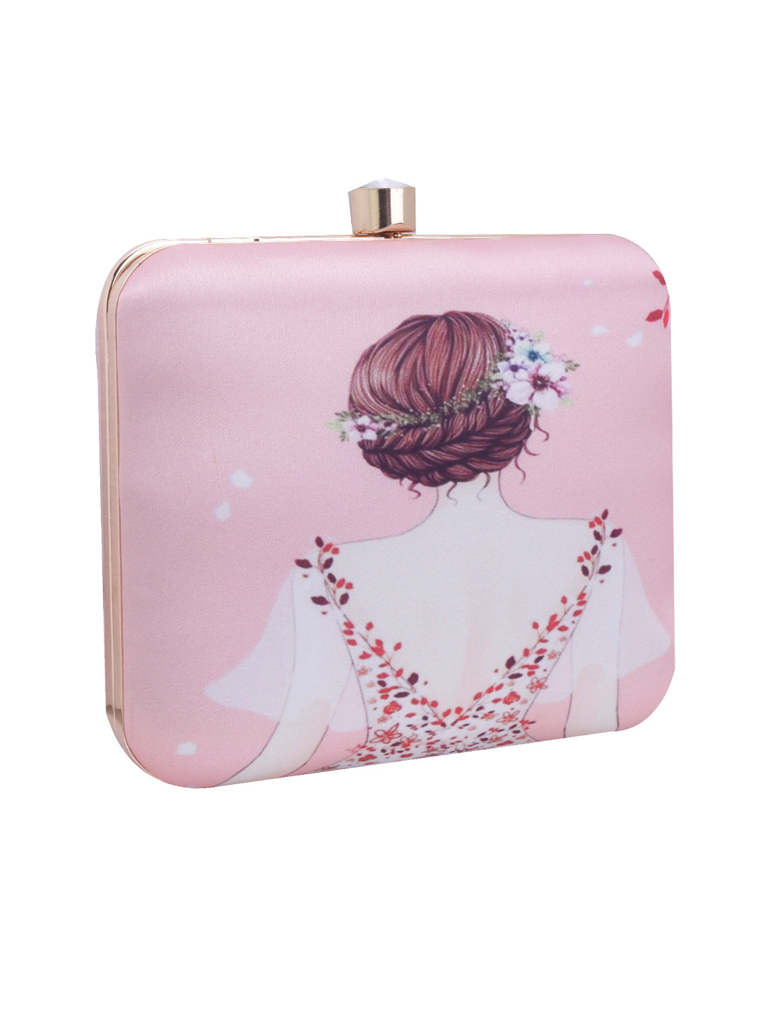 feminine designer printed clutch