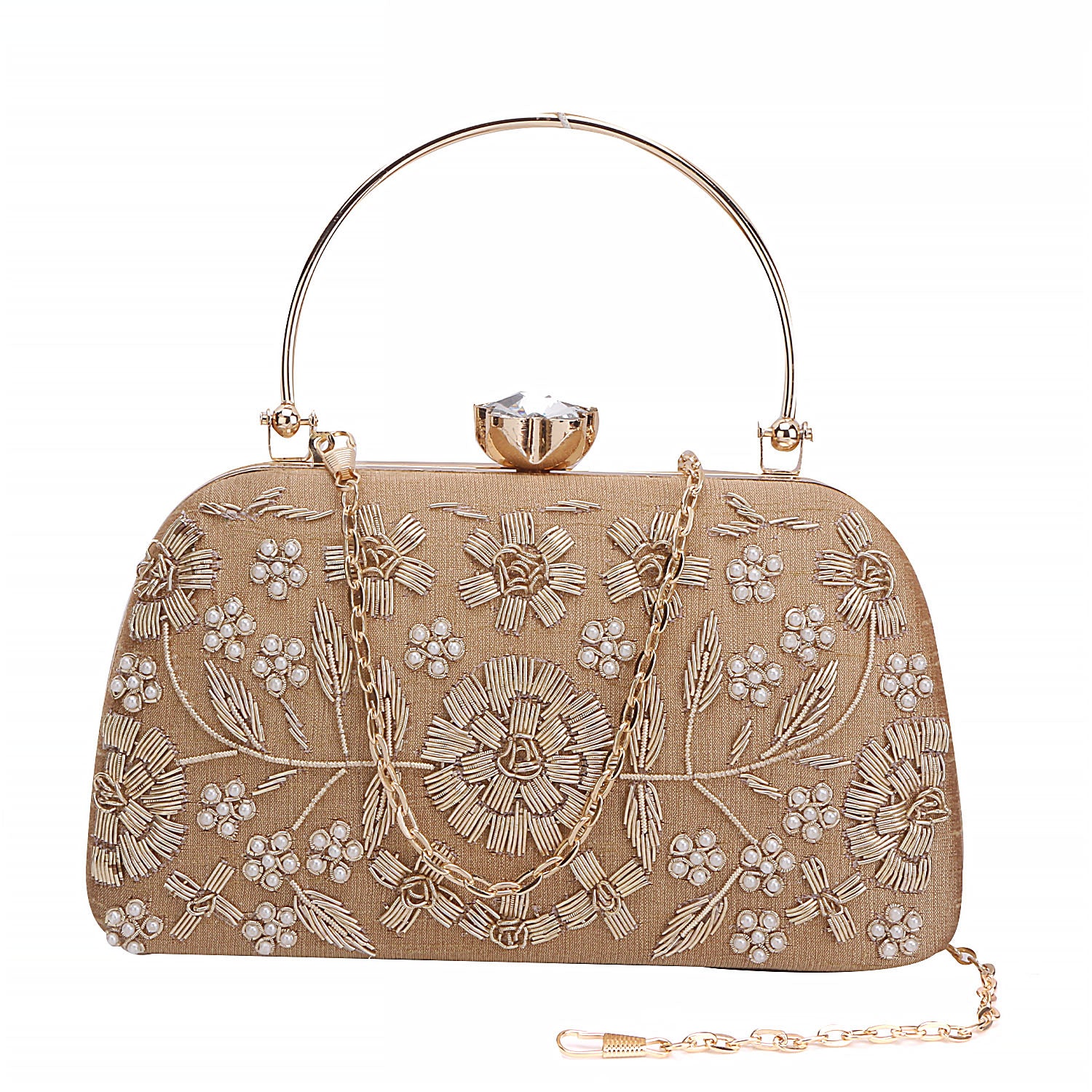 Embroidered Box Clutch For Casual Use