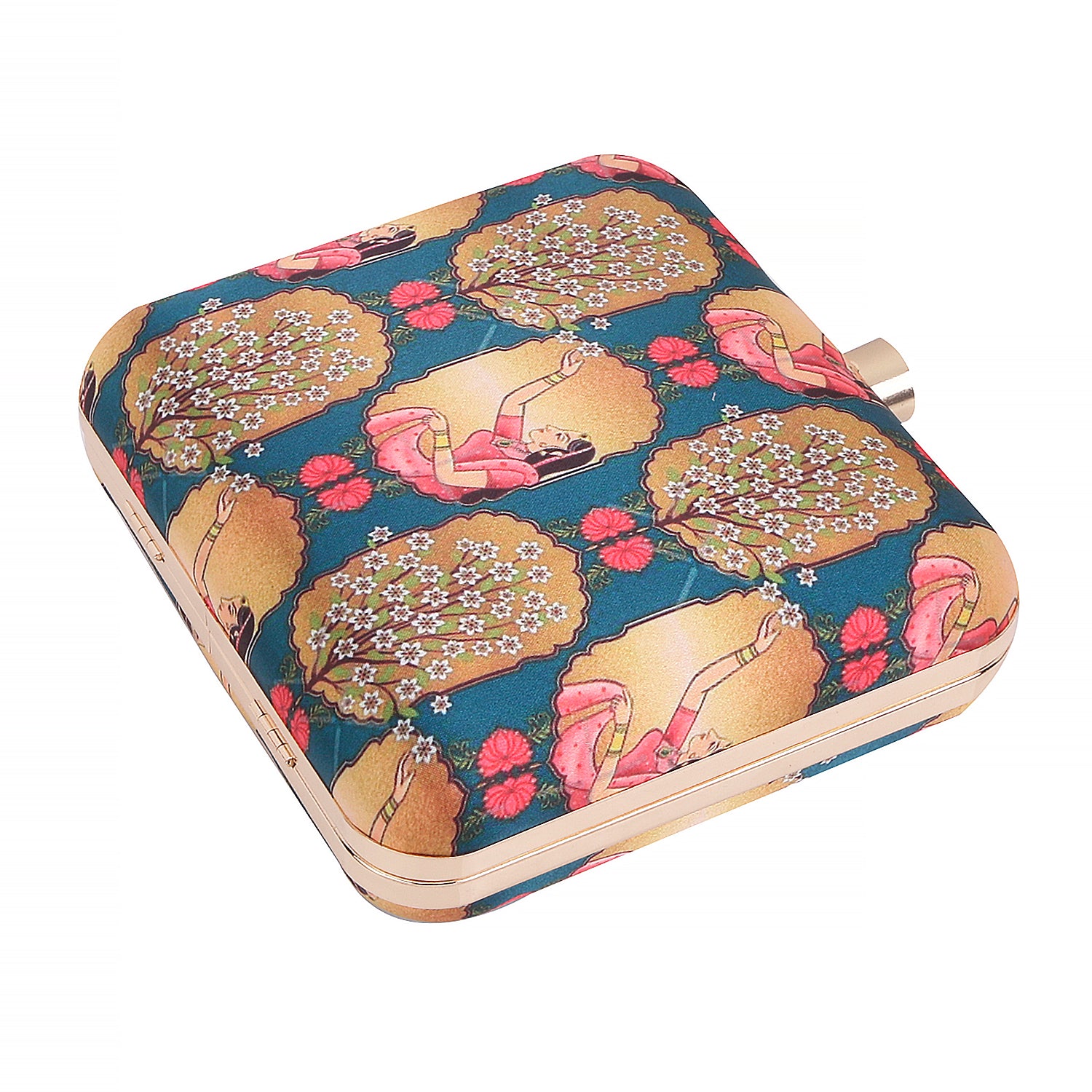 ethnic digital printed box clutch