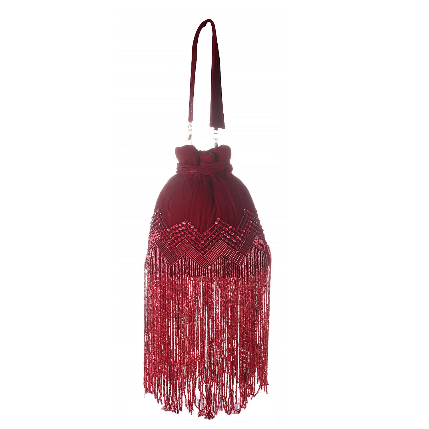 long tassel marron potli