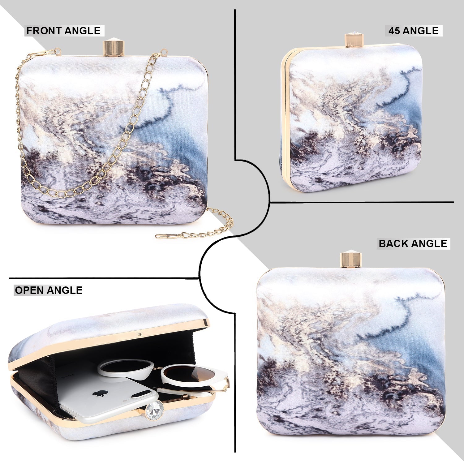 Abstract printed clutch bag