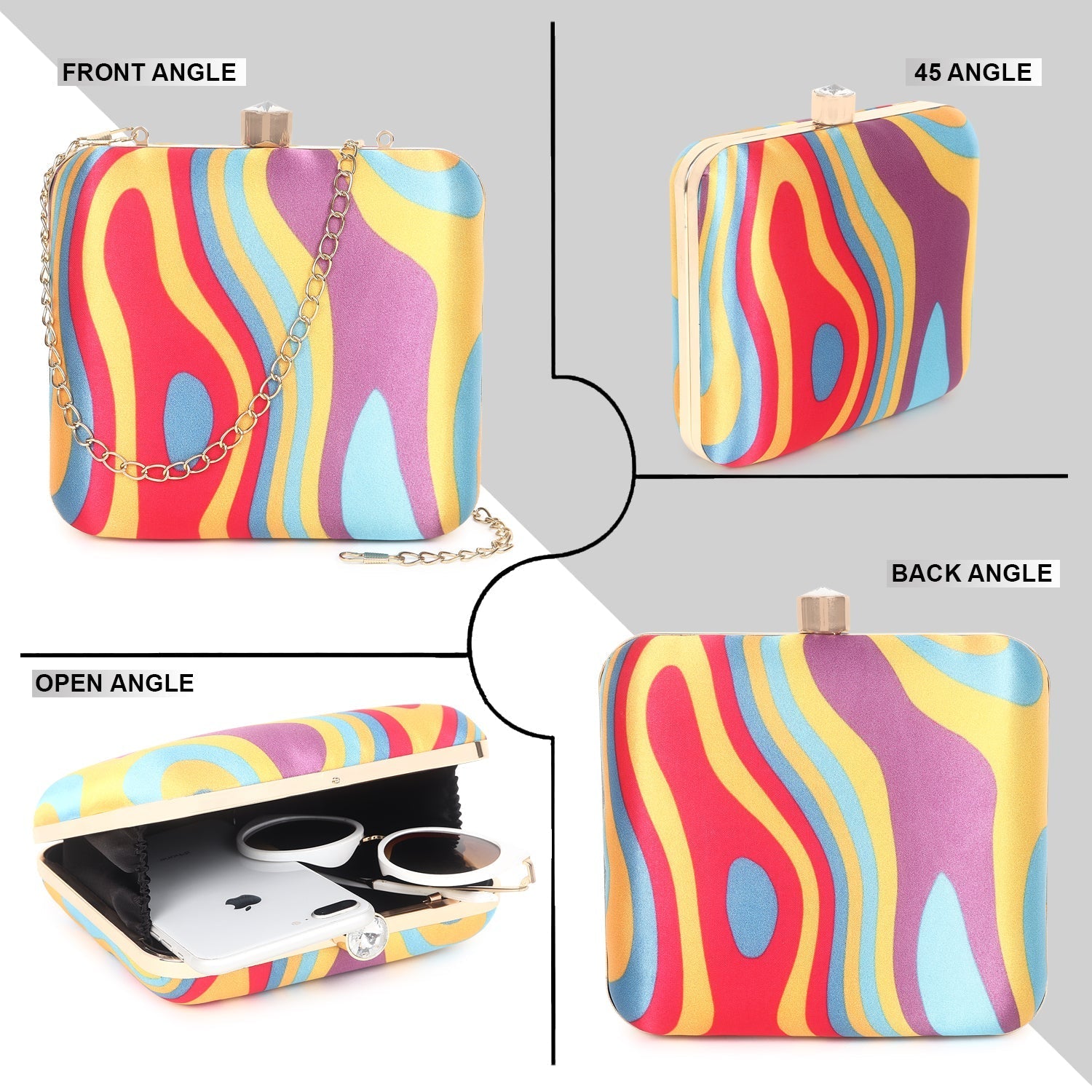 Printed clutch bag