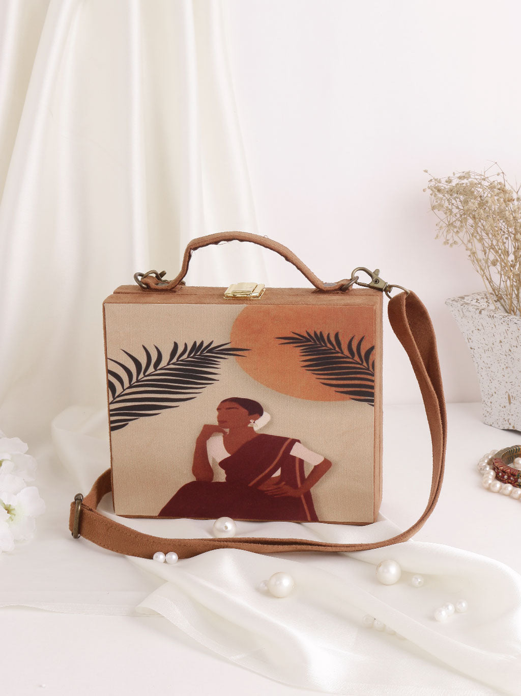 SWISNI MDF PRINTED SUITCASE CLUTCH BAG