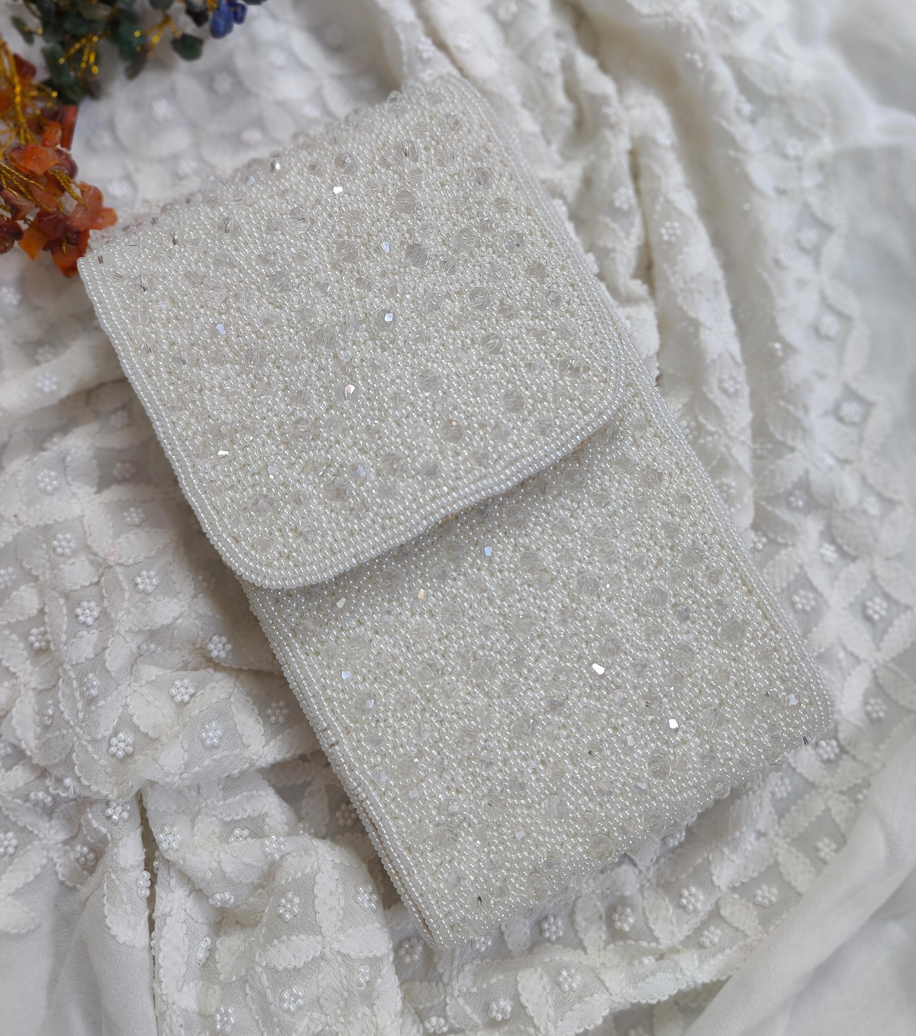 White Mobile Flap Bag