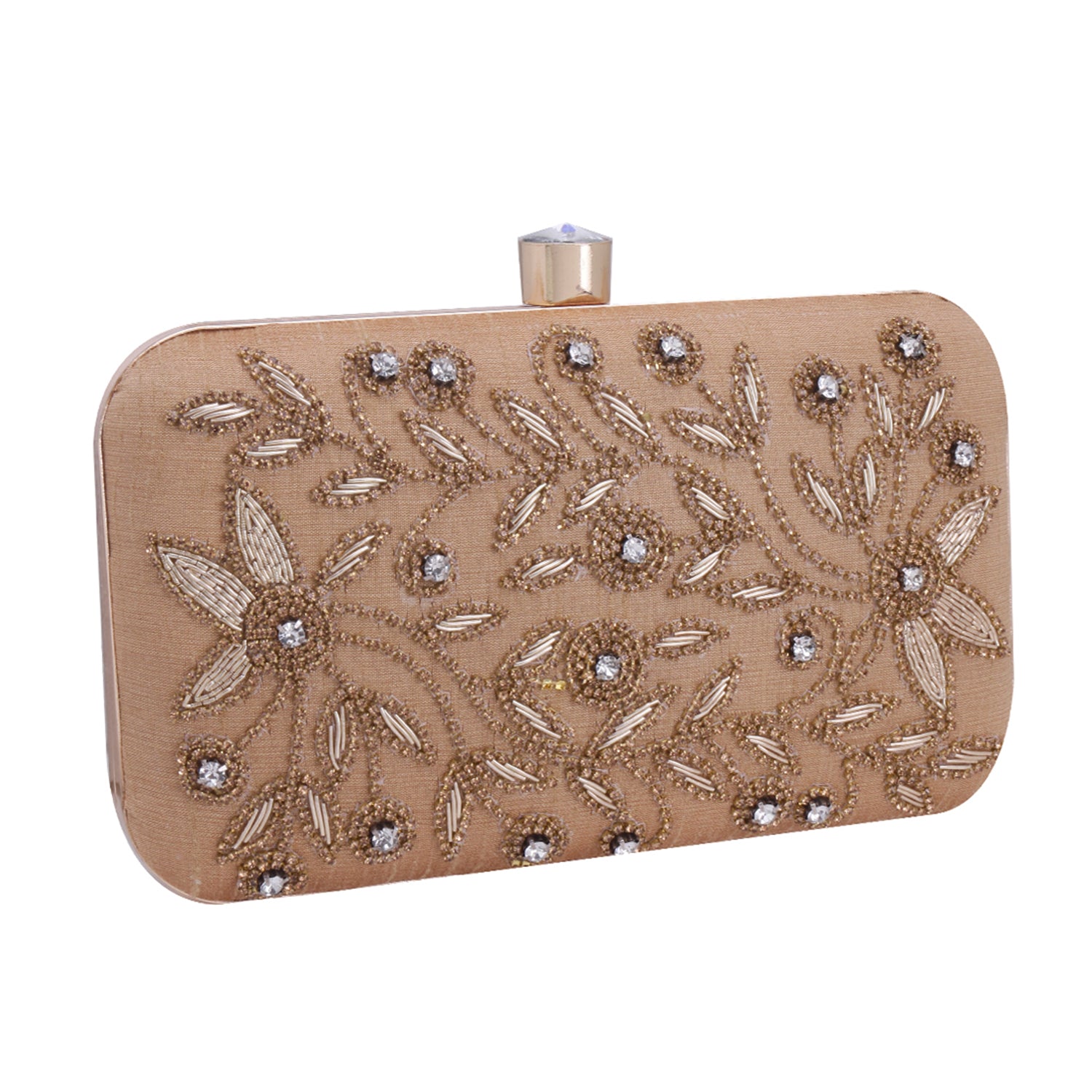 gold embroidery rectangle clutch