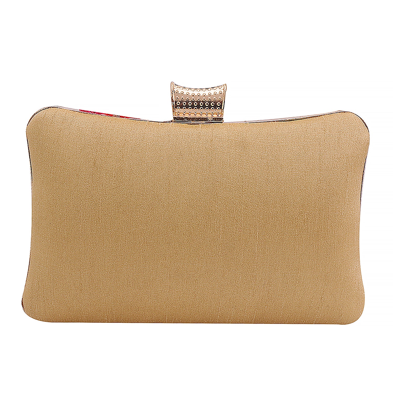 Golden Handmade Thread Embroidery Partywear Clutch