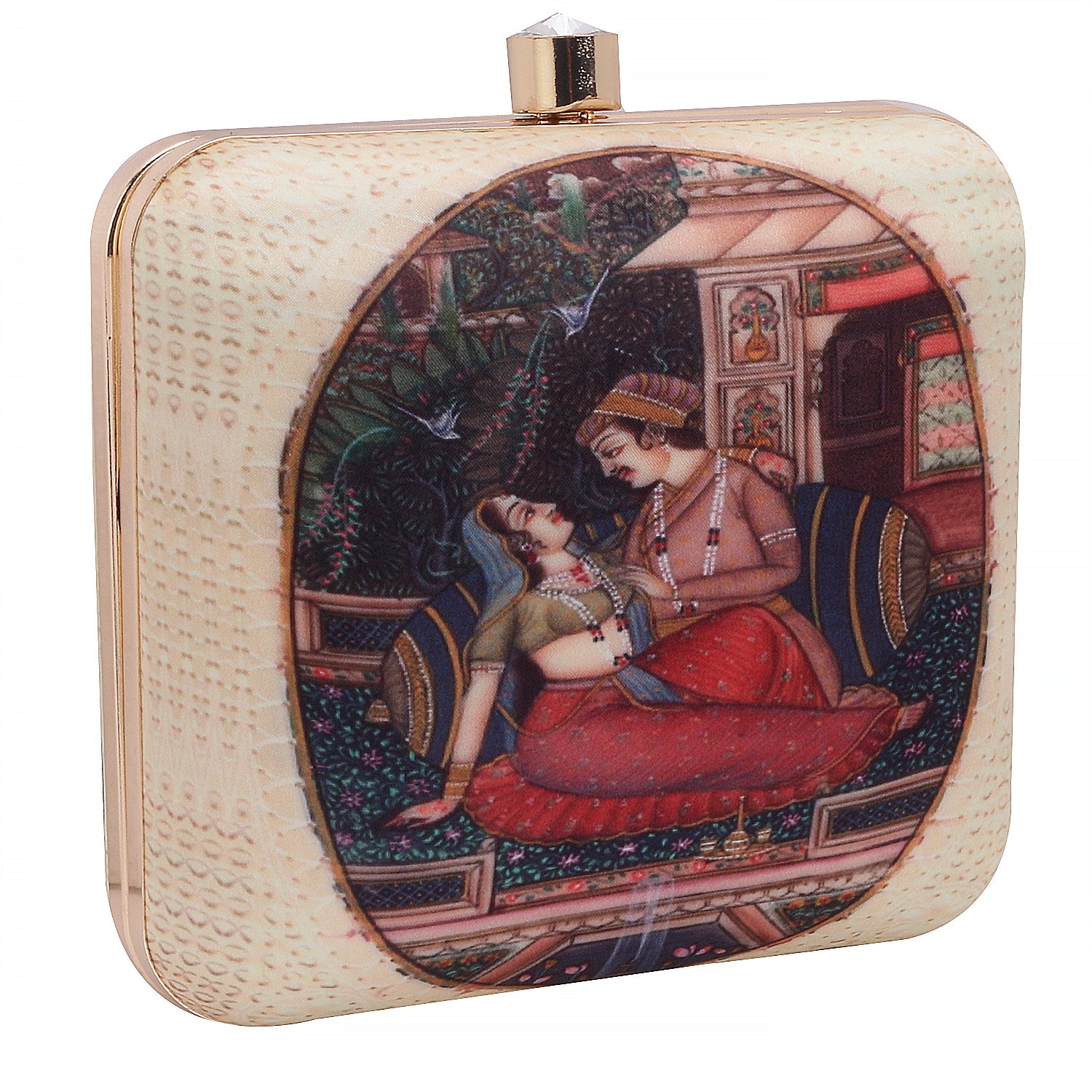Royal Couple Painting Printed Clutch Bag
