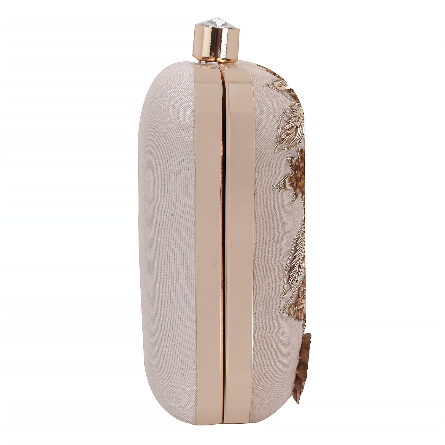 Embroidery dull white clutch