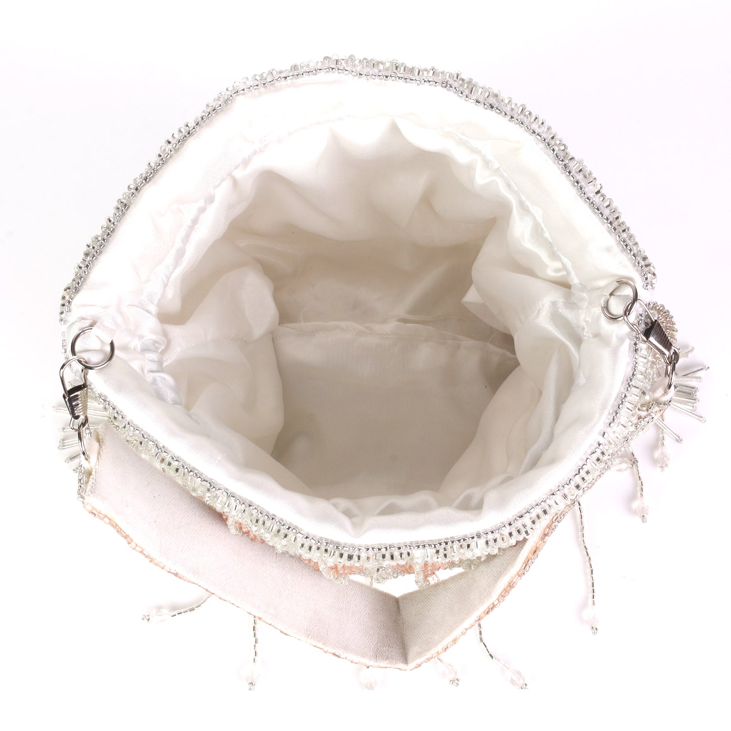 Silver With Rose Gold Embroidered Potli Bag