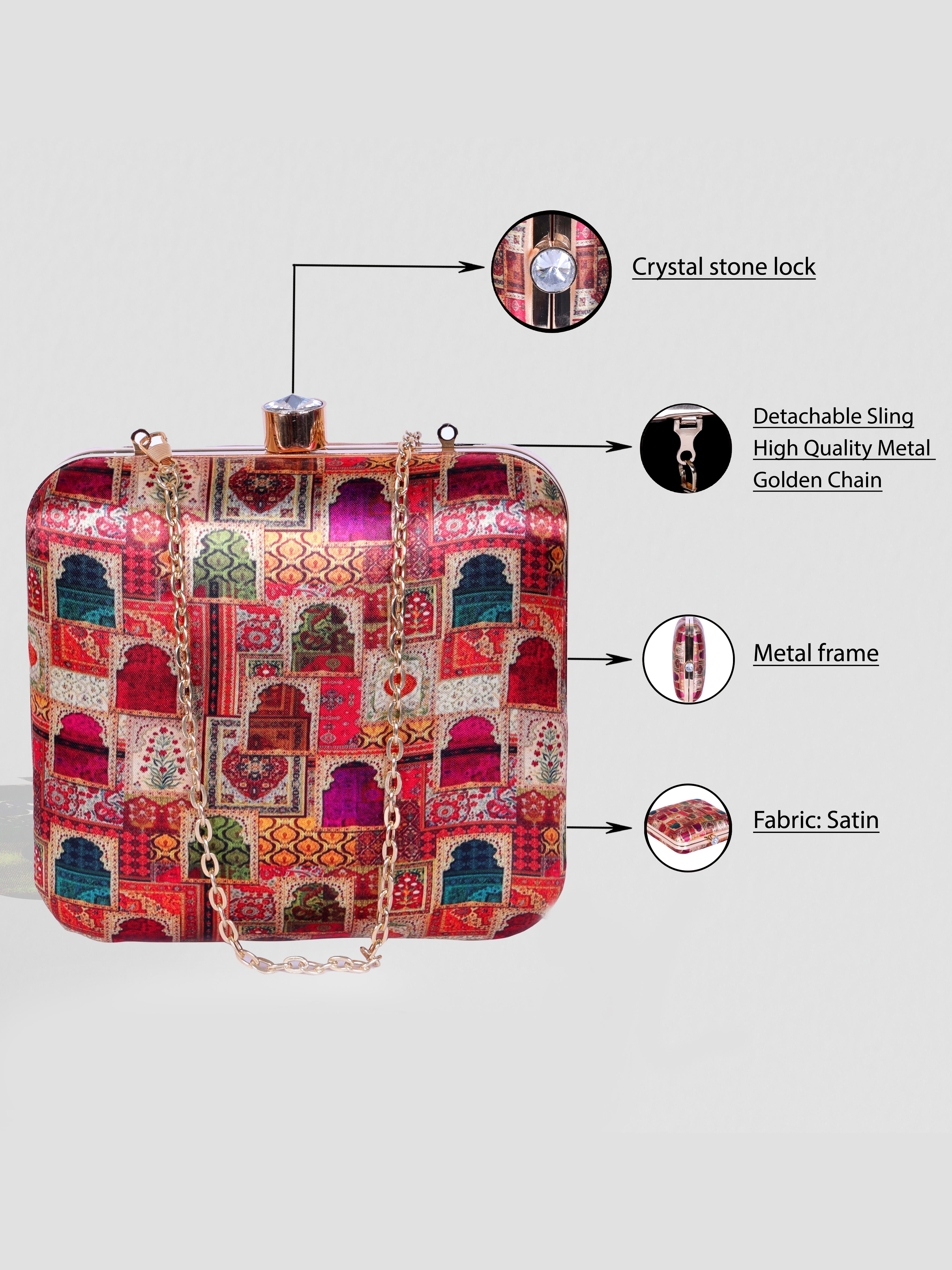 VRPS Printed Clutch | Handcrafted Ethnic Bag | SWIS-1317 | Additional Angle