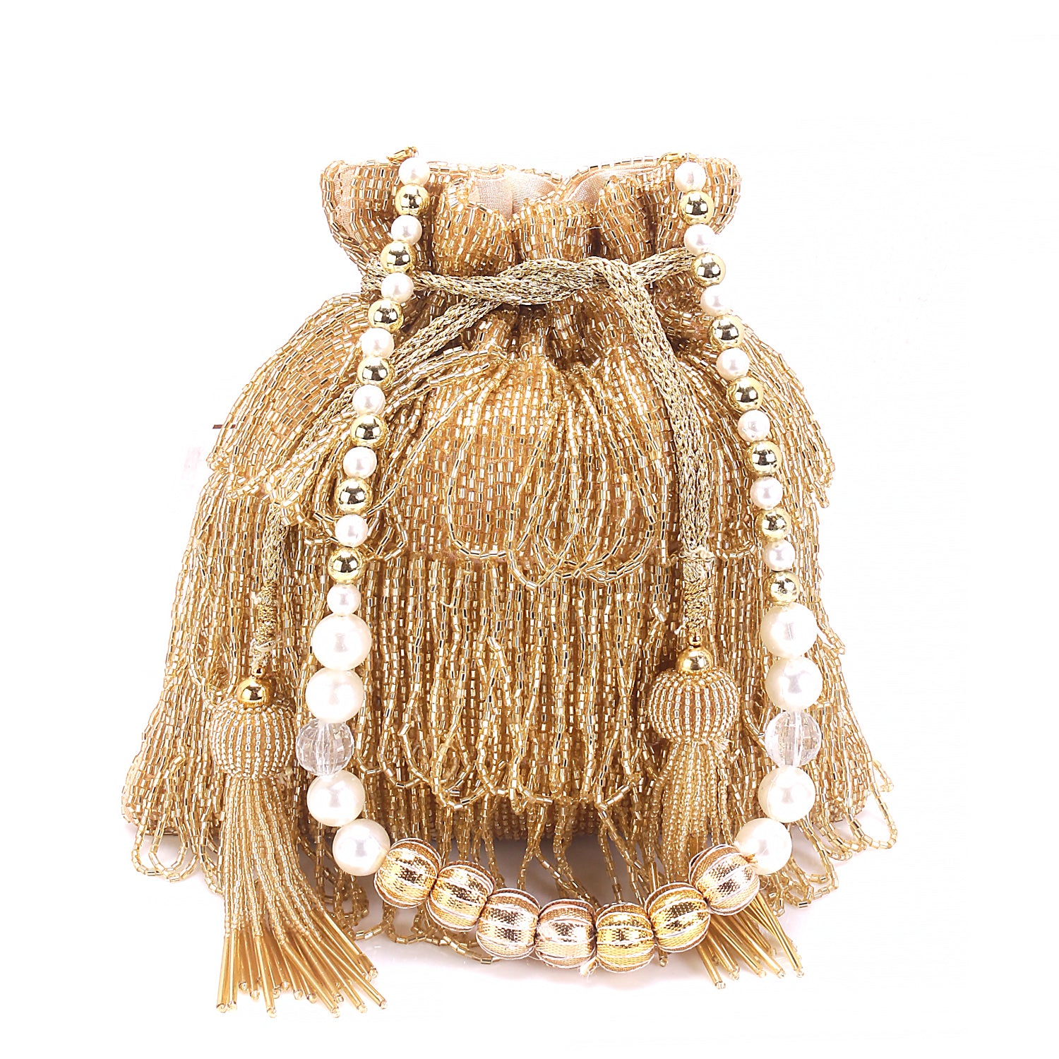 gold three layer tassel potli
