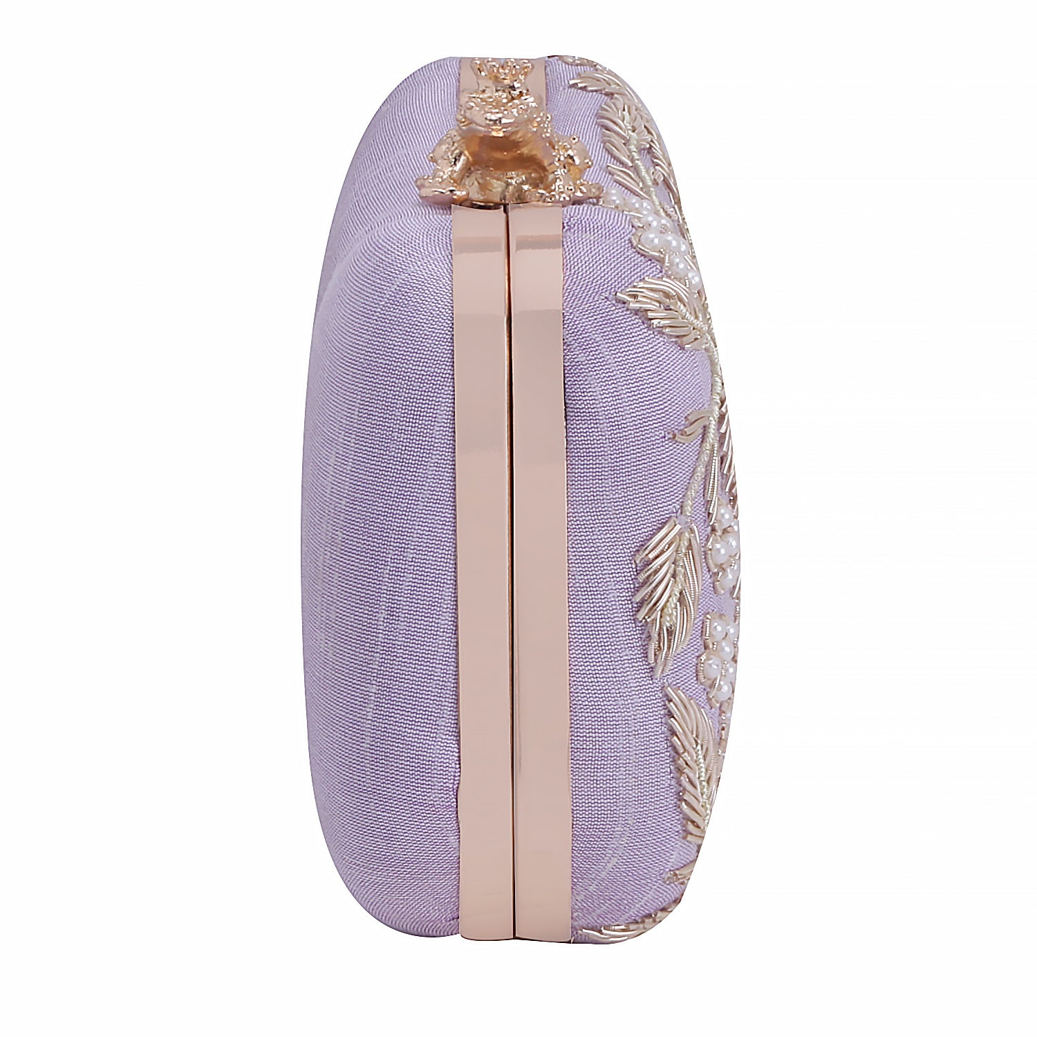 lilac frog design clutch