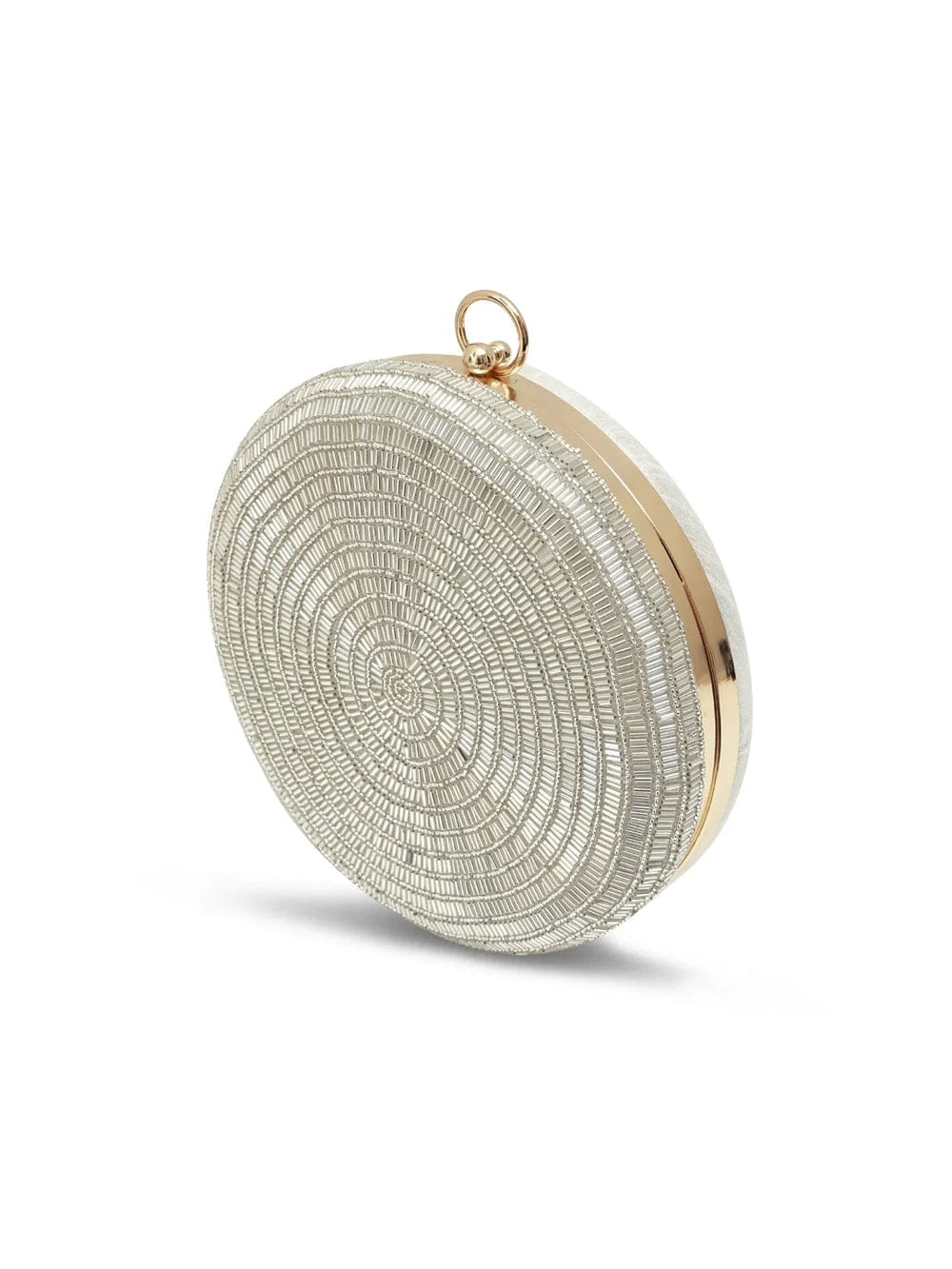 Silver Embroidered Clutch