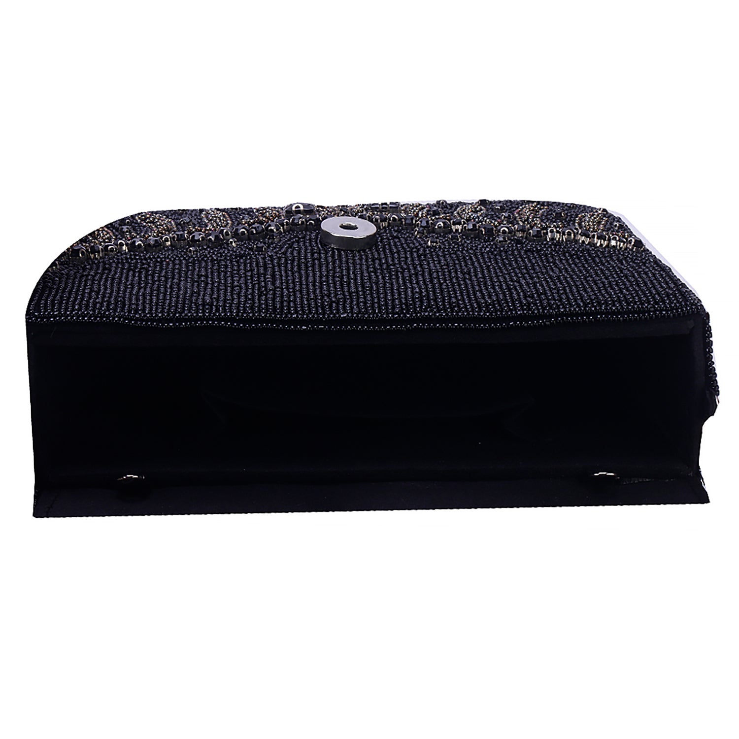 embellished balck flap clutch