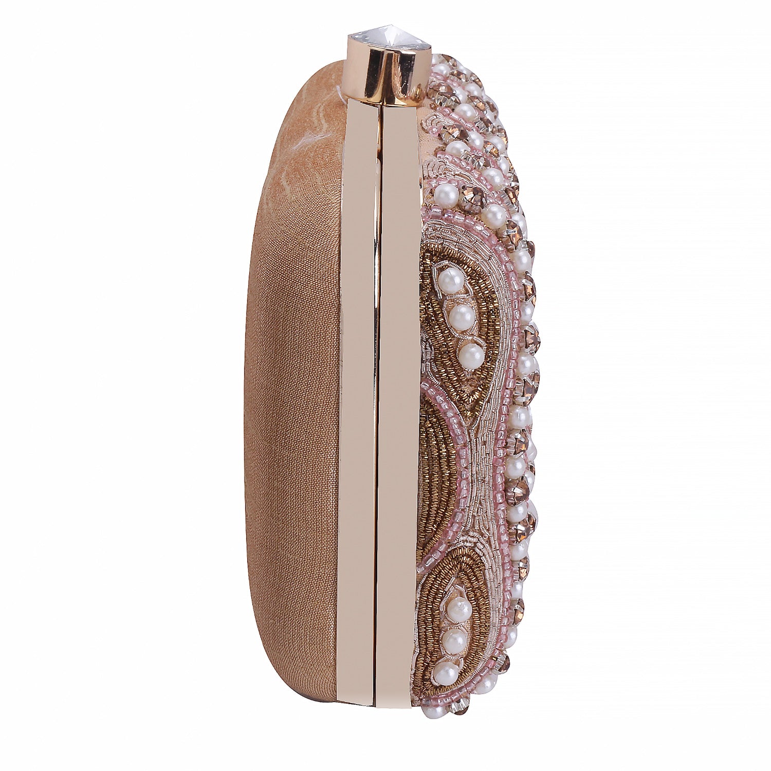 rose gold embroidered clutch