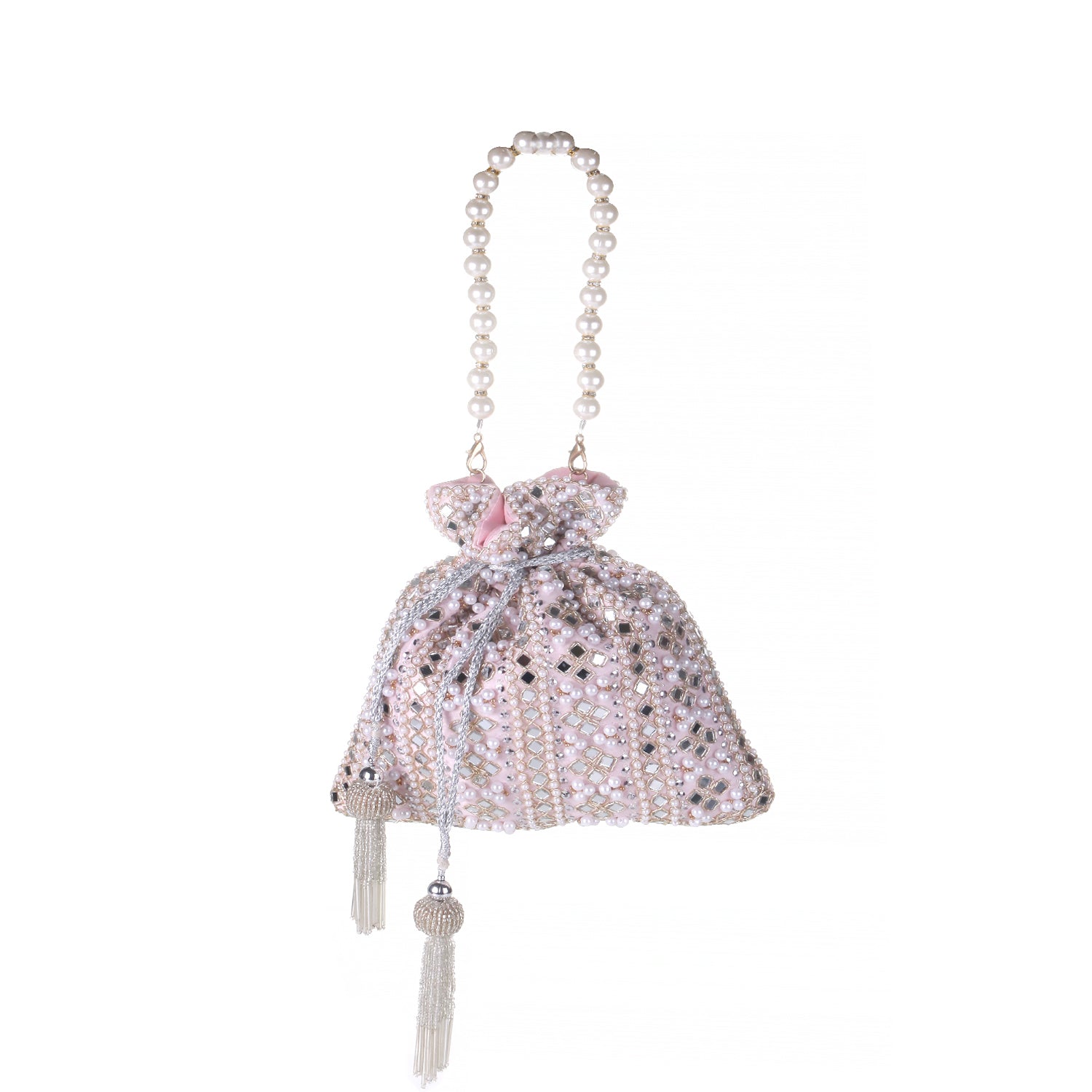 mirror design pink potli