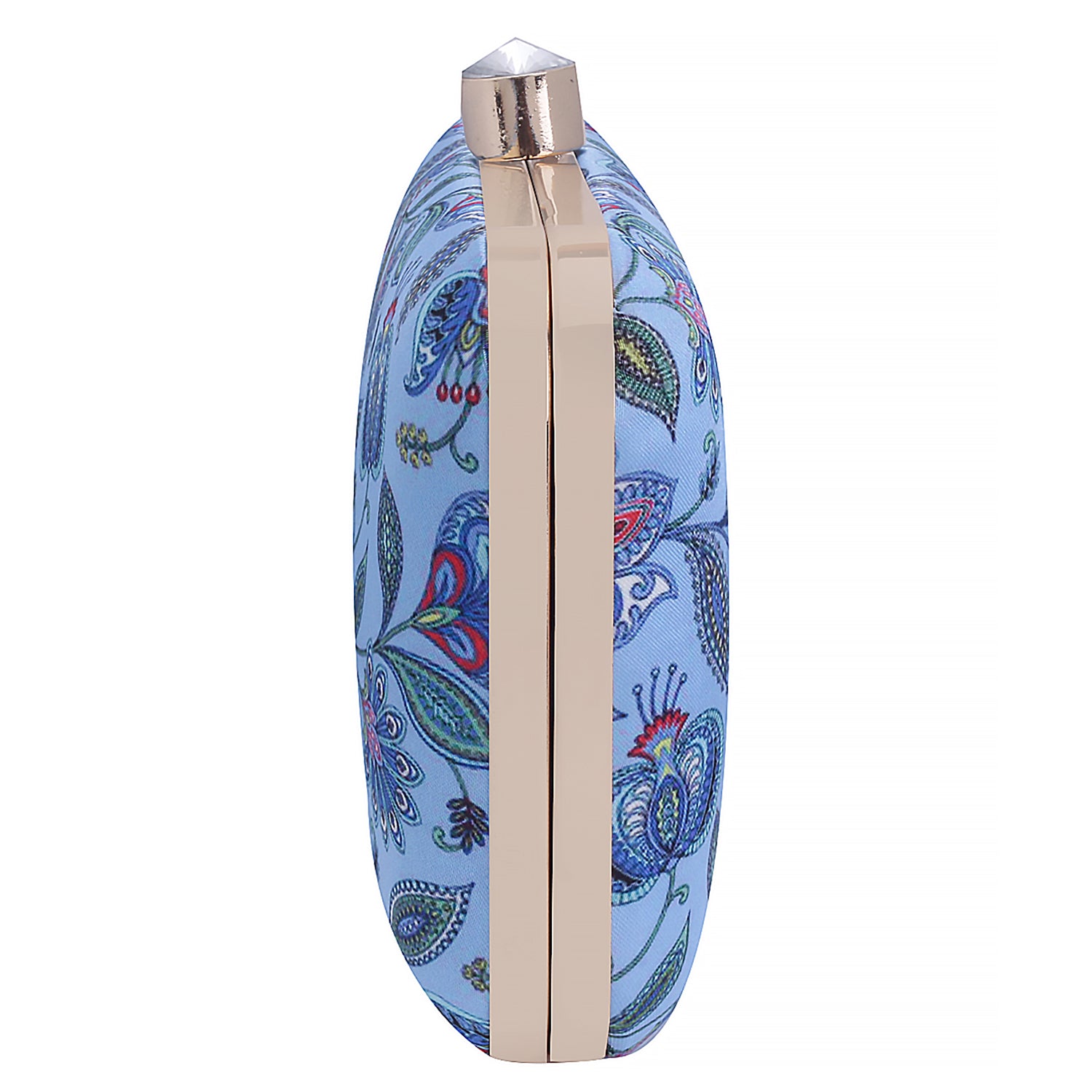 blue printed clutch