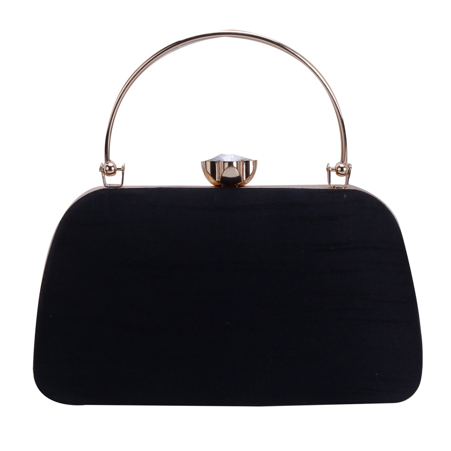 handmade black embroidered handle clutch bag