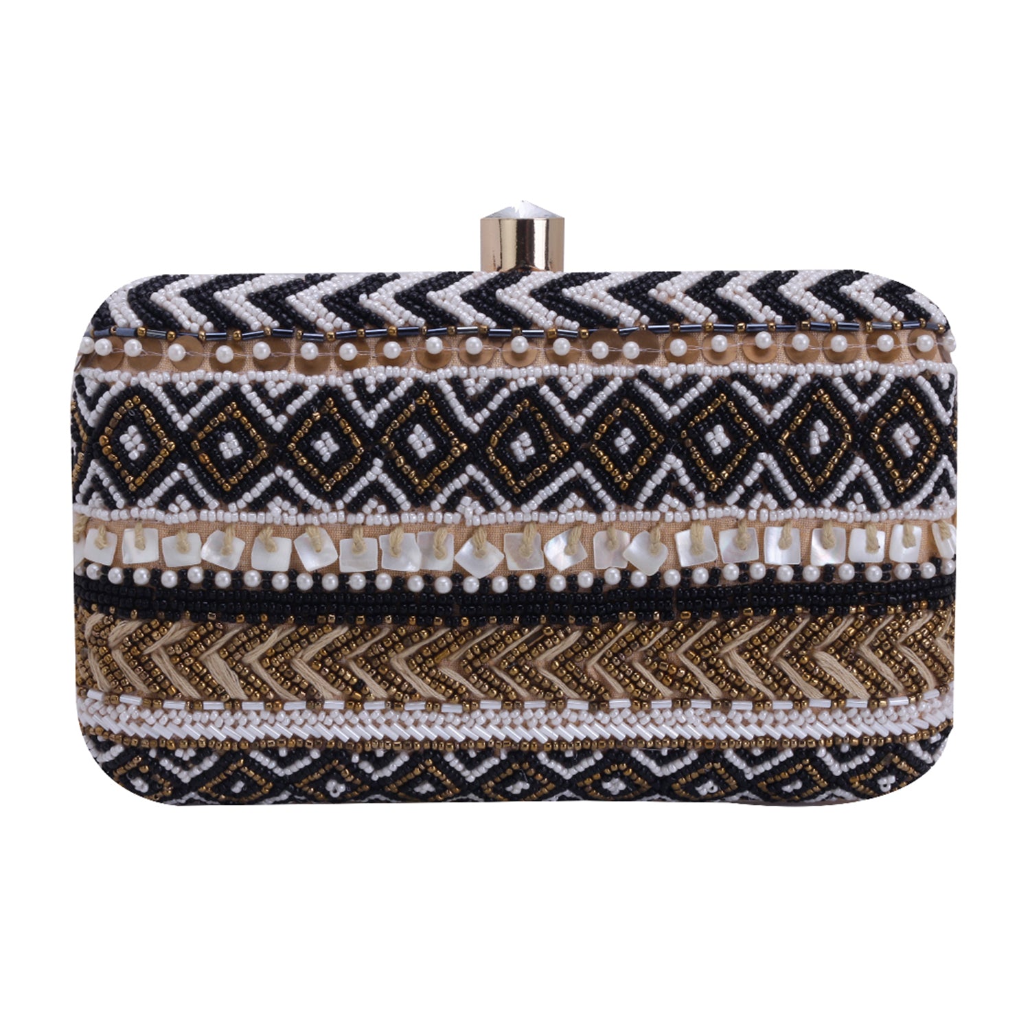 traditional black embellished clutch