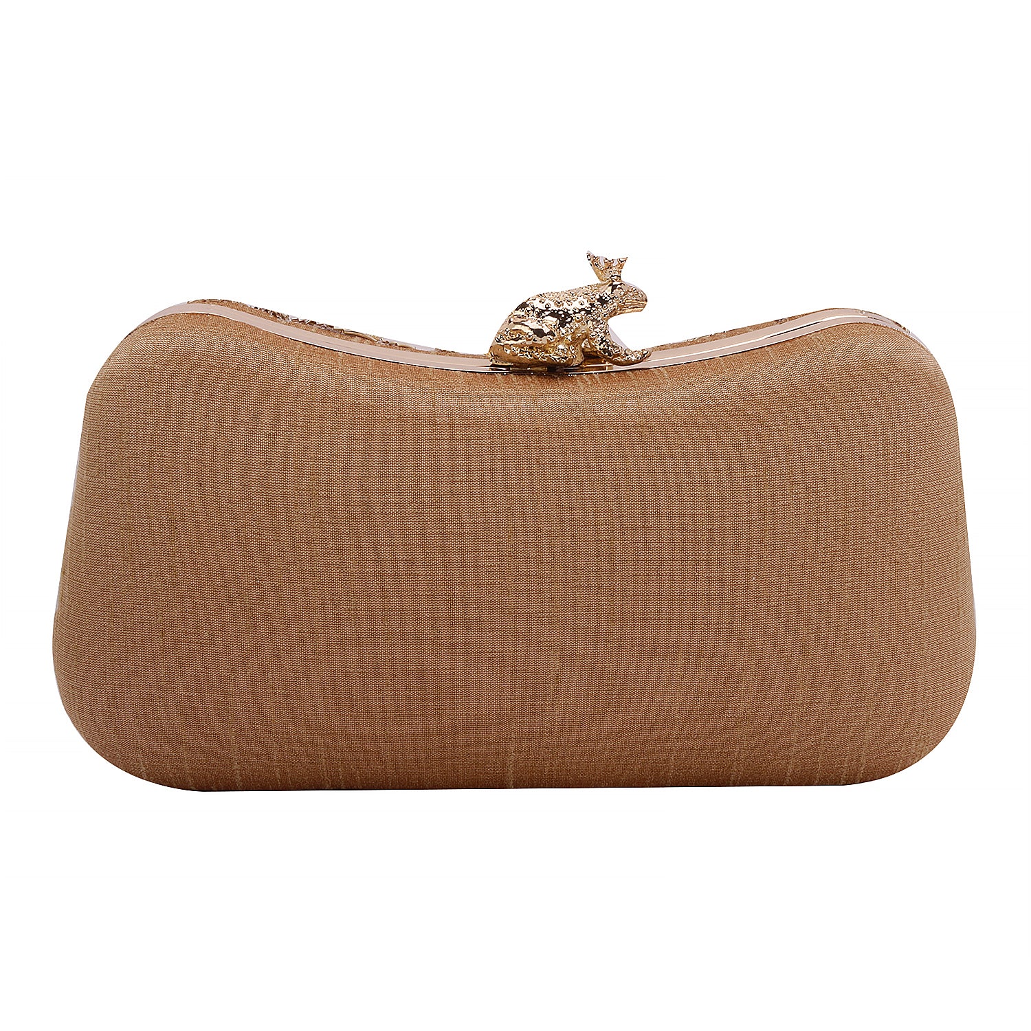Golden embroidery frog knob clutch