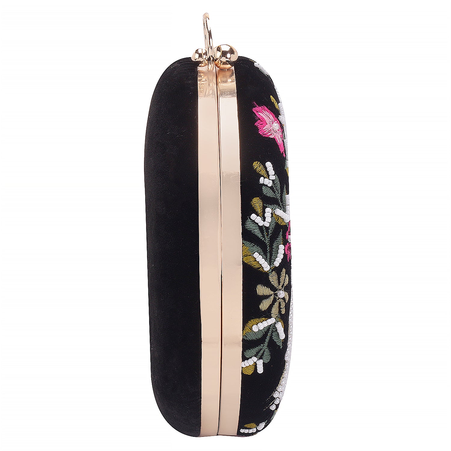 sparrow design embroidery round clutch