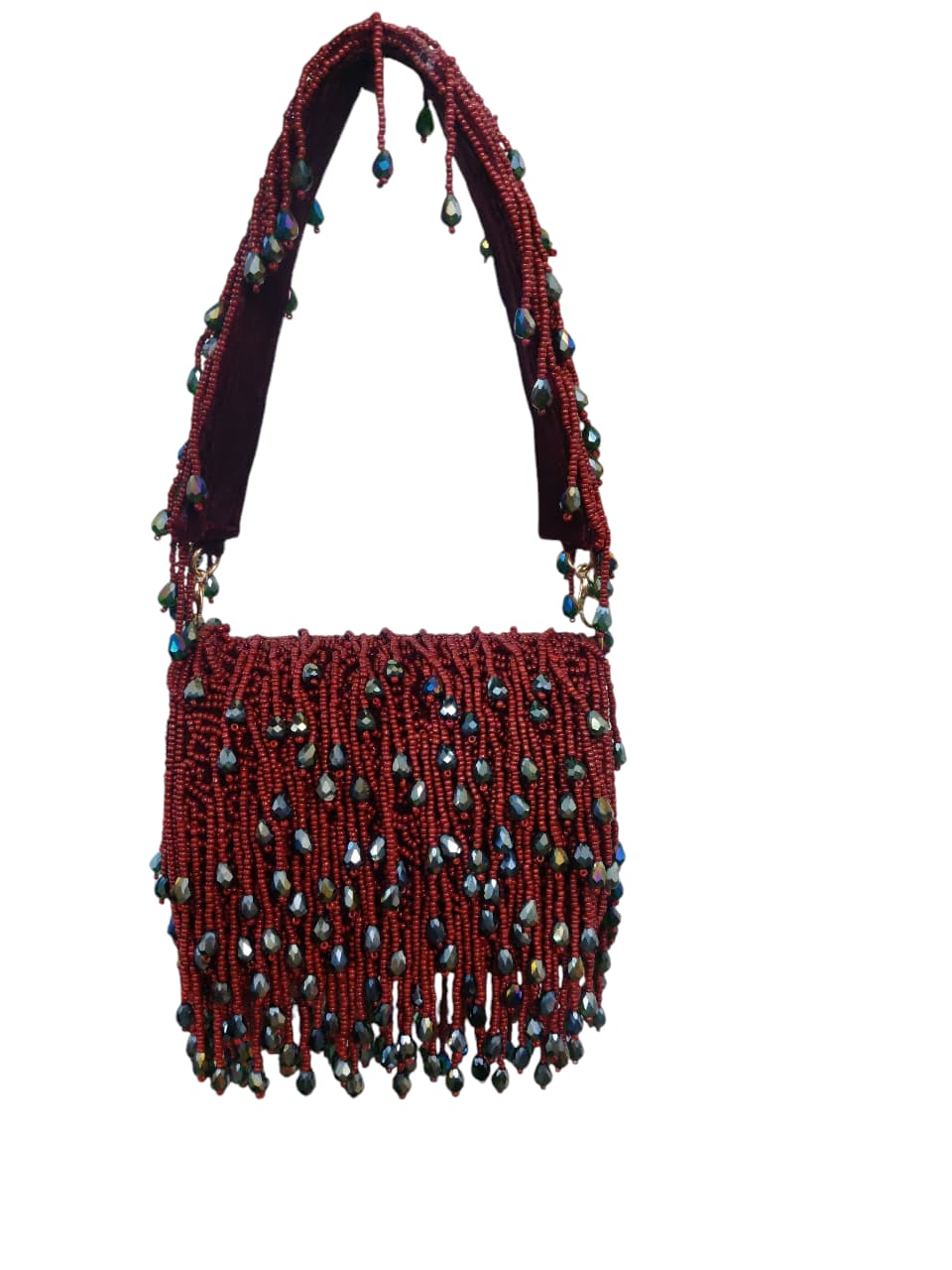 Brown Crystal Flap Bag