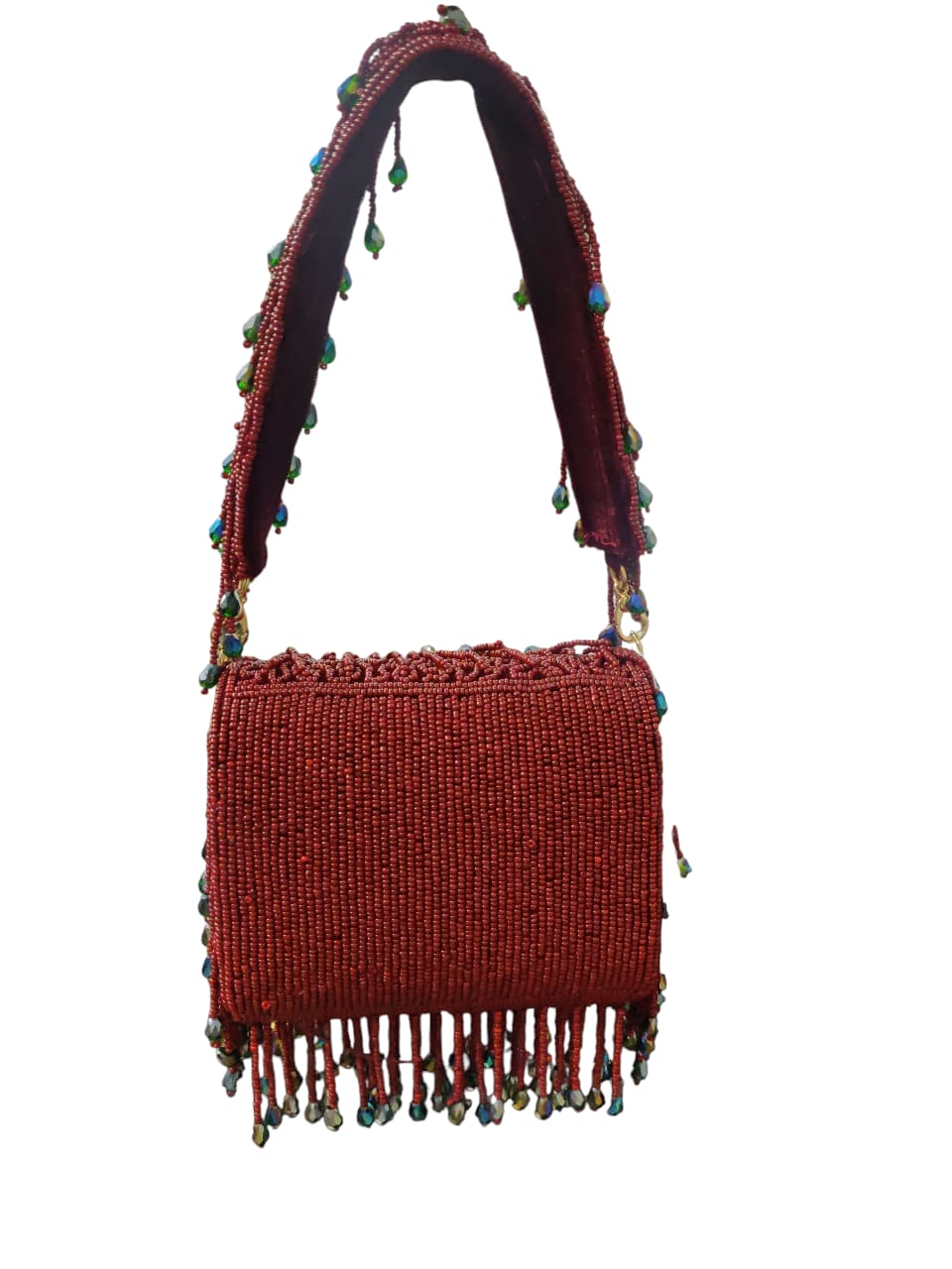 Brown Crystal Flap Bag