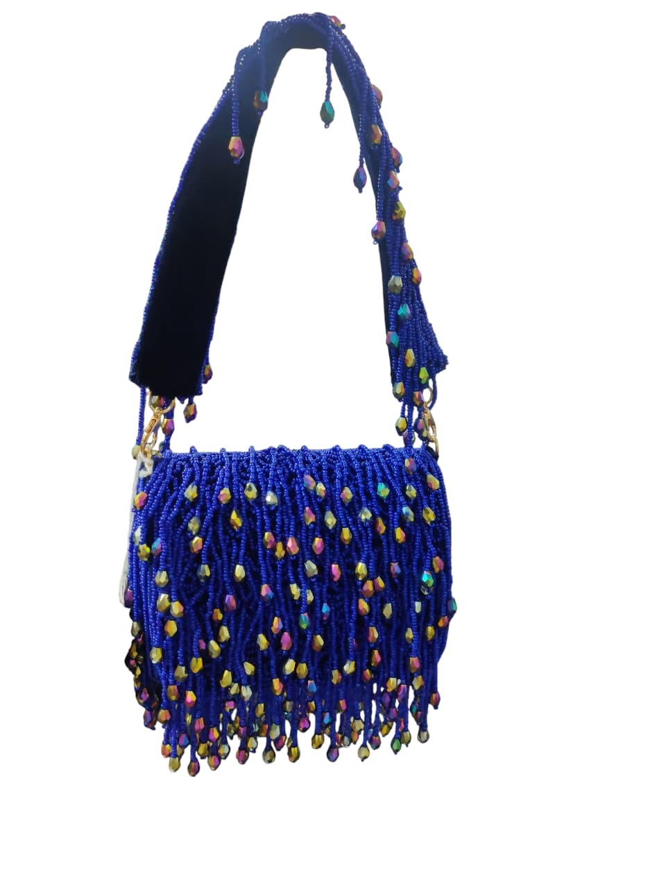 Blue Crystal Flap Bag