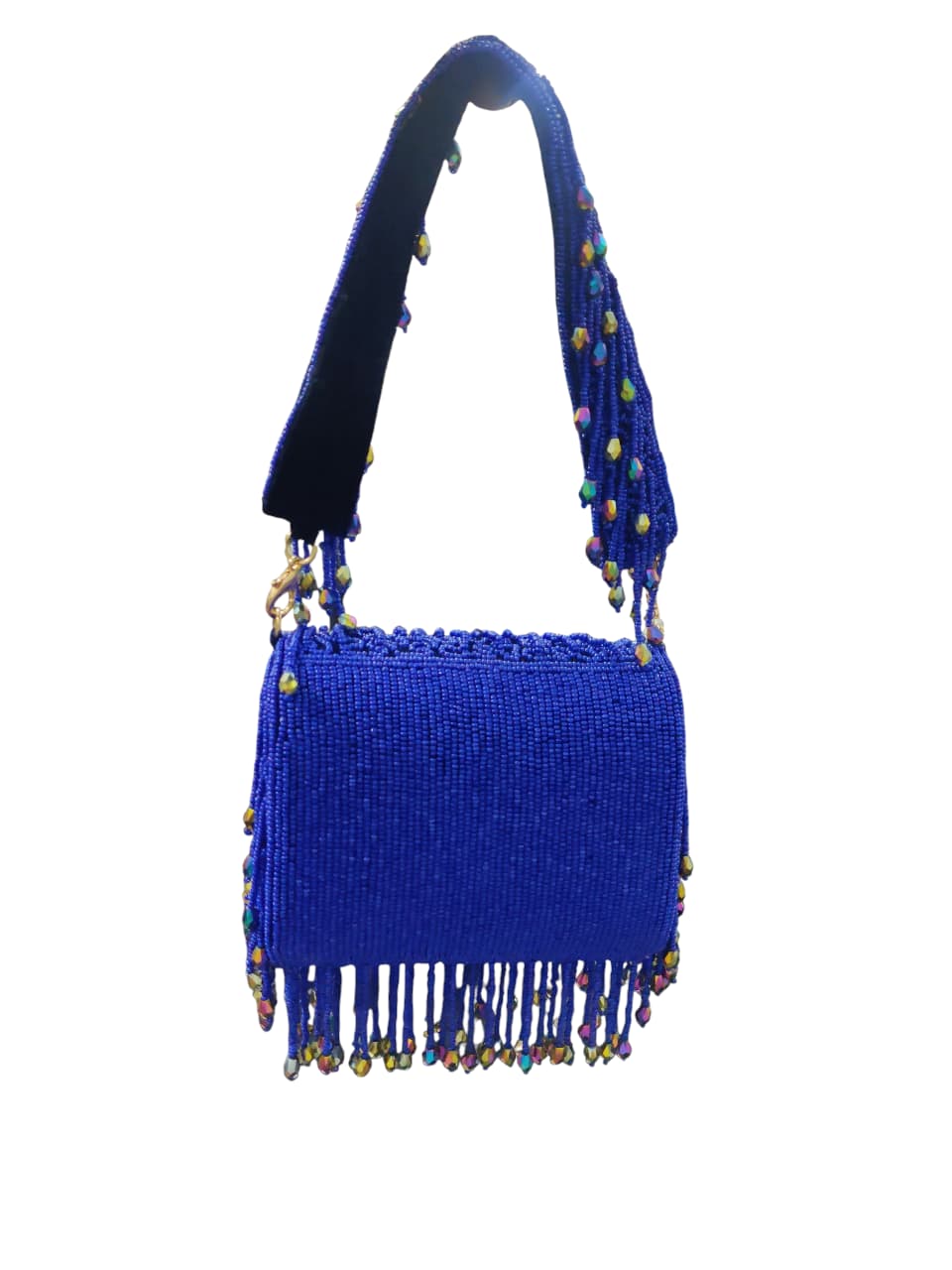 Blue Crystal Flap Bag