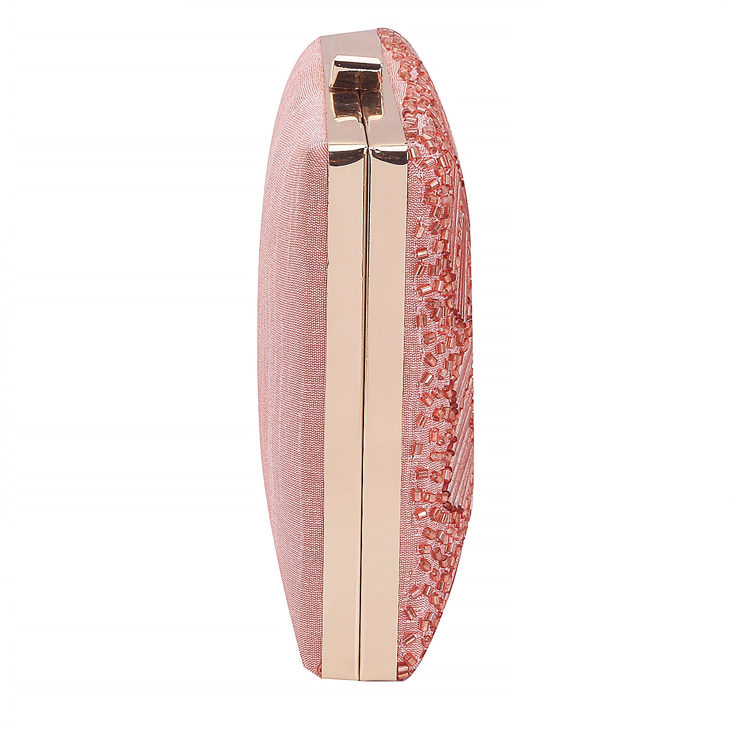 Peach Cutdana Handmade Embroidery Rectungler Clutch